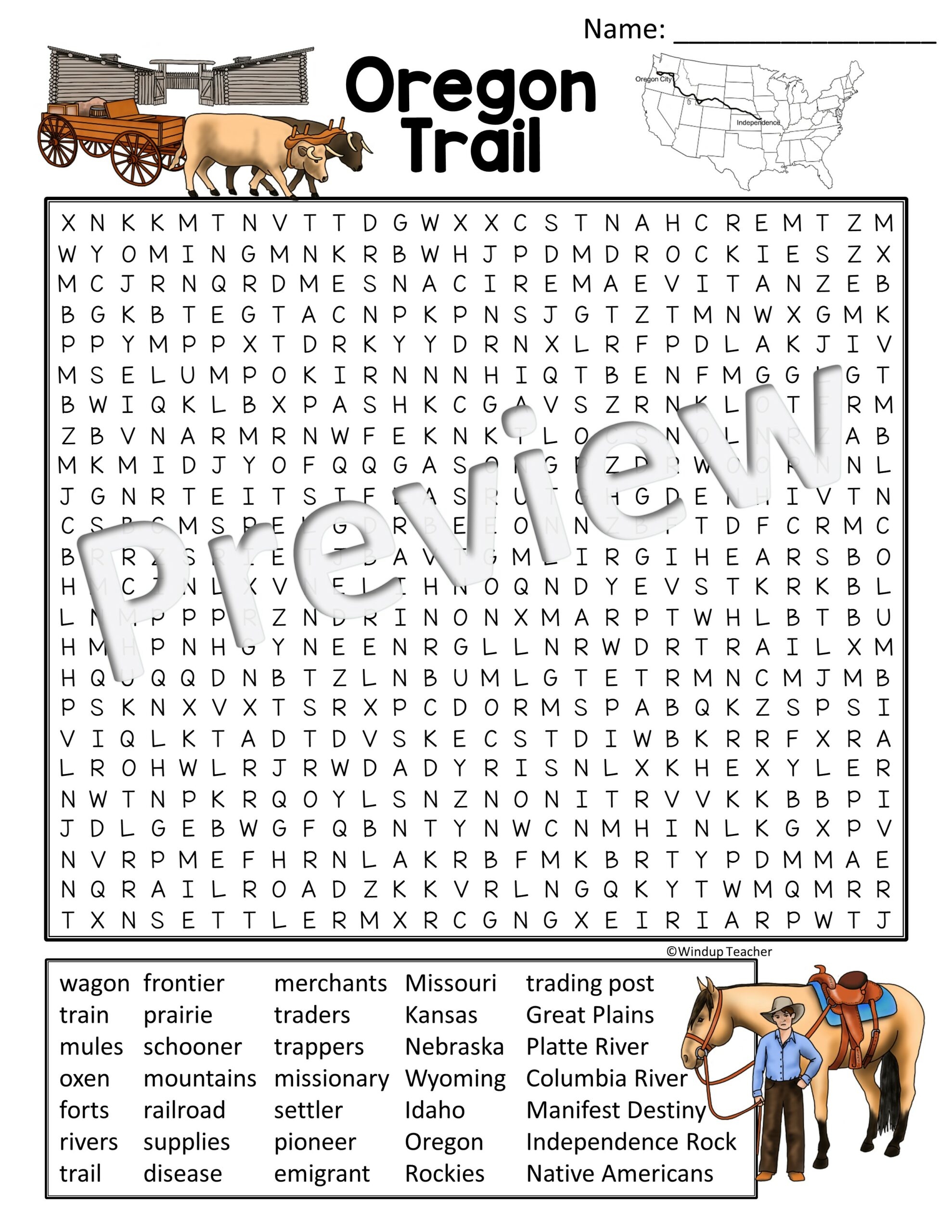 Oregon Trail Word Search Activity Printable Hard For Grades 5 To Adult Classful Oregon Trail Word Search Activity Printable Hard For Grades 5 To Adult Classful