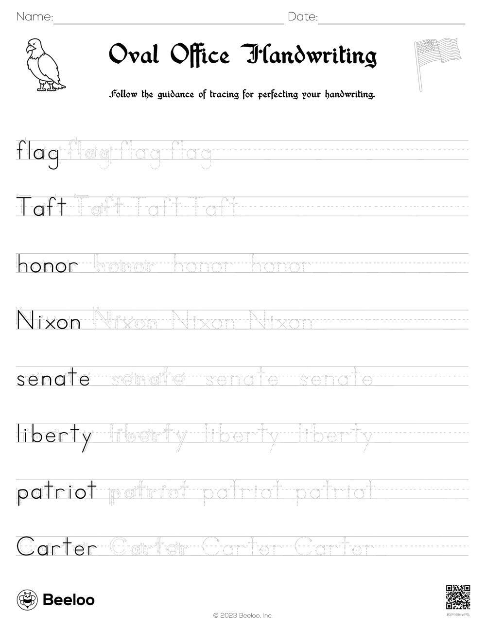 Oval Office Handwriting Beeloo Printable Crafts And Activities For Kids Oval Office Handwriting Beeloo Printable Crafts And Activities For Kids