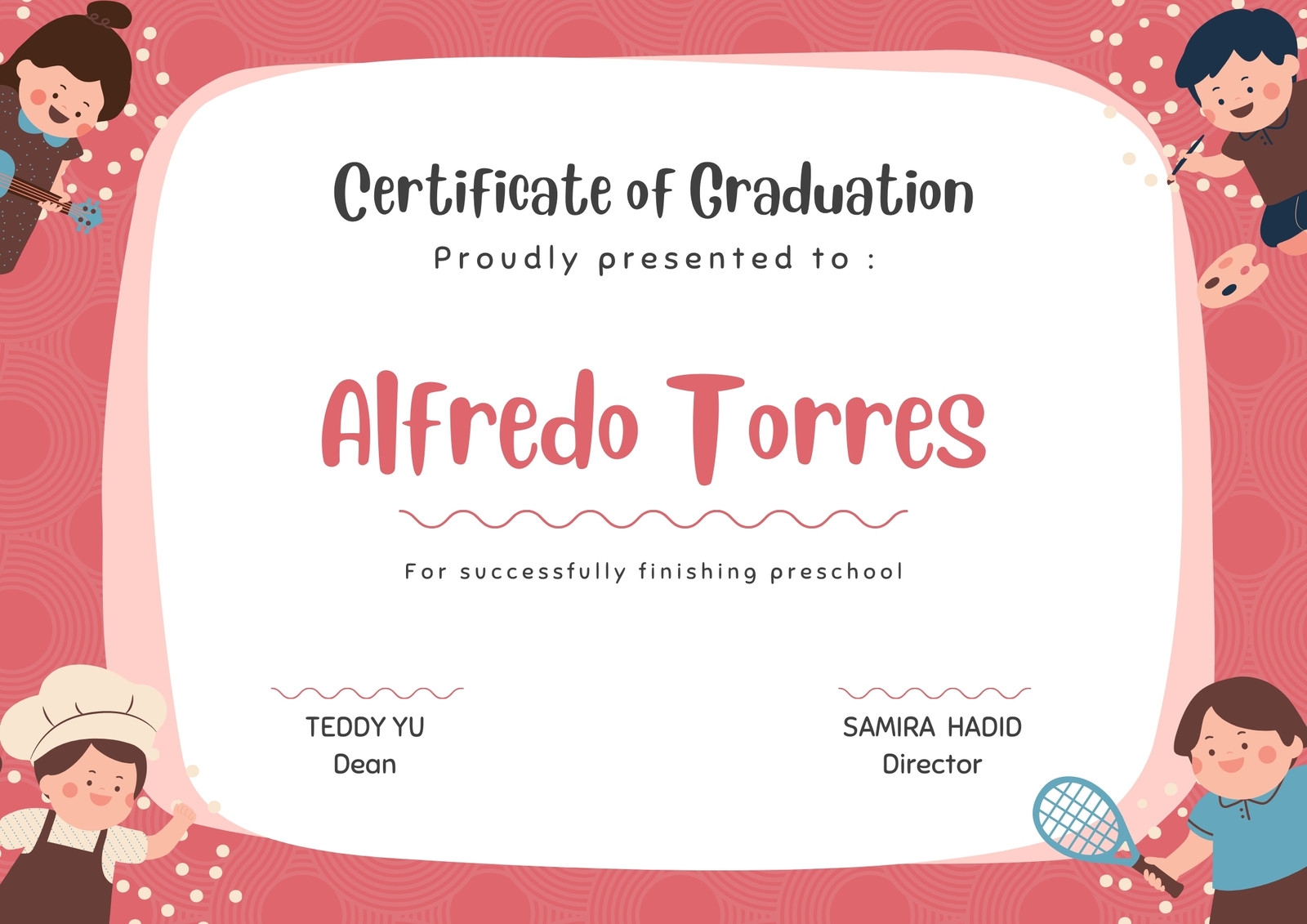 Preschool Graduation Red Certificate Printable Preschool Graduation Red Certificate Printable