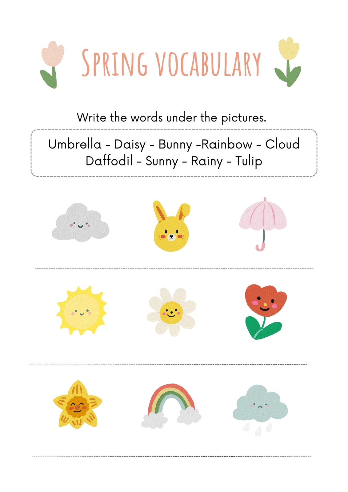 Free Printable Spring Vocabulary Worksheets