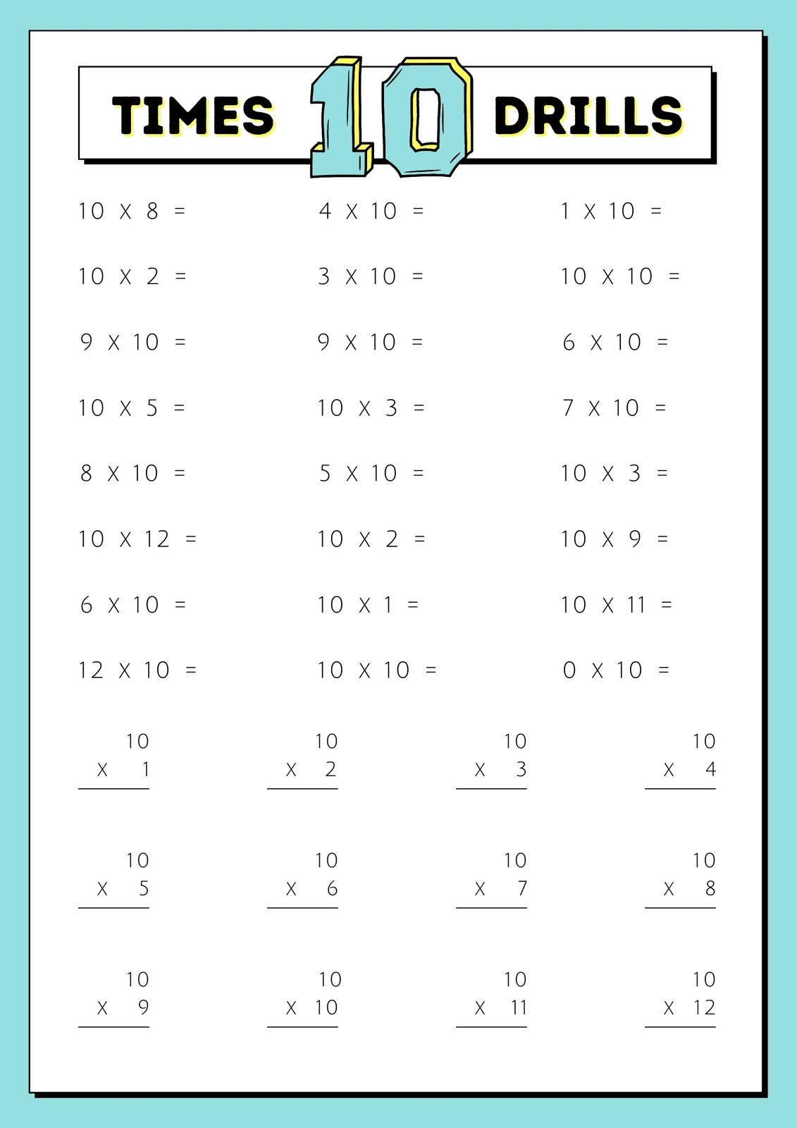 Multiplication Worksheets 1 10 Printable Multiplication Worksheets 1 10 Printable
