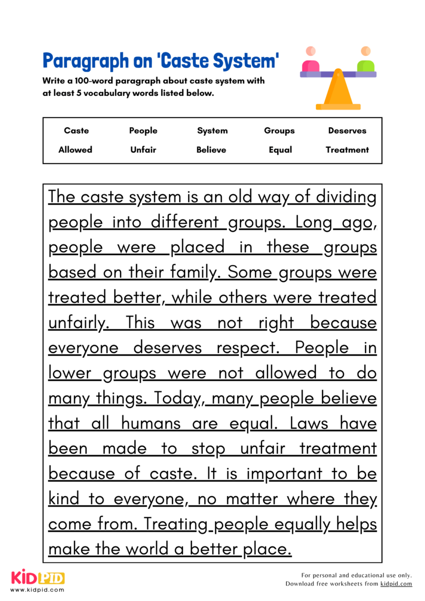 Paragraph On Caste System Kidpid