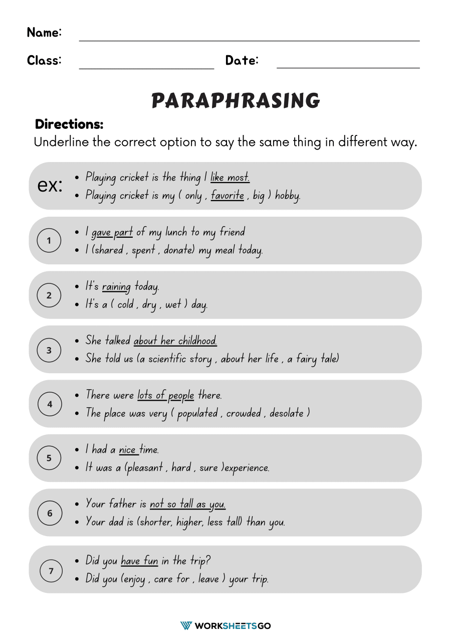 Paraphrasing Worksheets Practices Worksheets Worksheets Practice Worksheets Library Paraphrasing Worksheets Practices Worksheets Worksheets Practice Worksheets Library