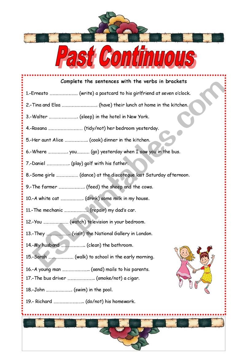 Past Progressive Tense Worksheets Printable Past Progressive Tense Worksheets Printable
