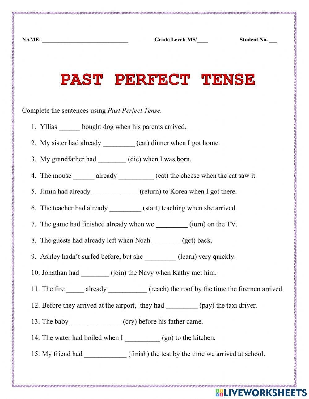Past Perfect Tense Vs Past Simple Worksheet Worksheets Library Past Perfect Tense Vs Past Simple Worksheet Worksheets Library