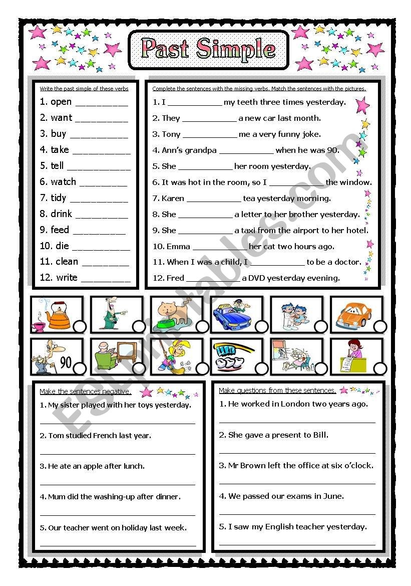 PAST SIMPLE TENSE ESL Worksheet By Jecika PAST SIMPLE TENSE ESL Worksheet By Jecika