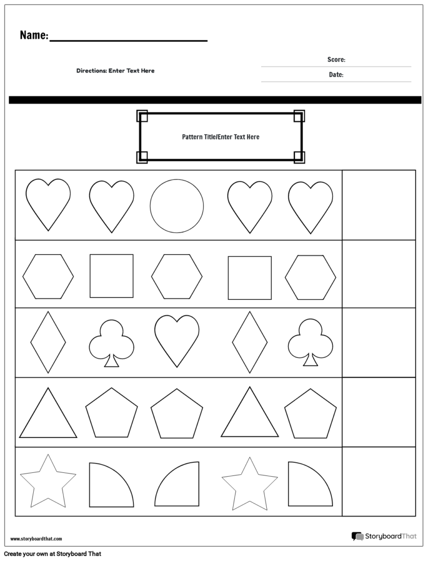 Pattern Worksheets Free Printables By Storyboard That