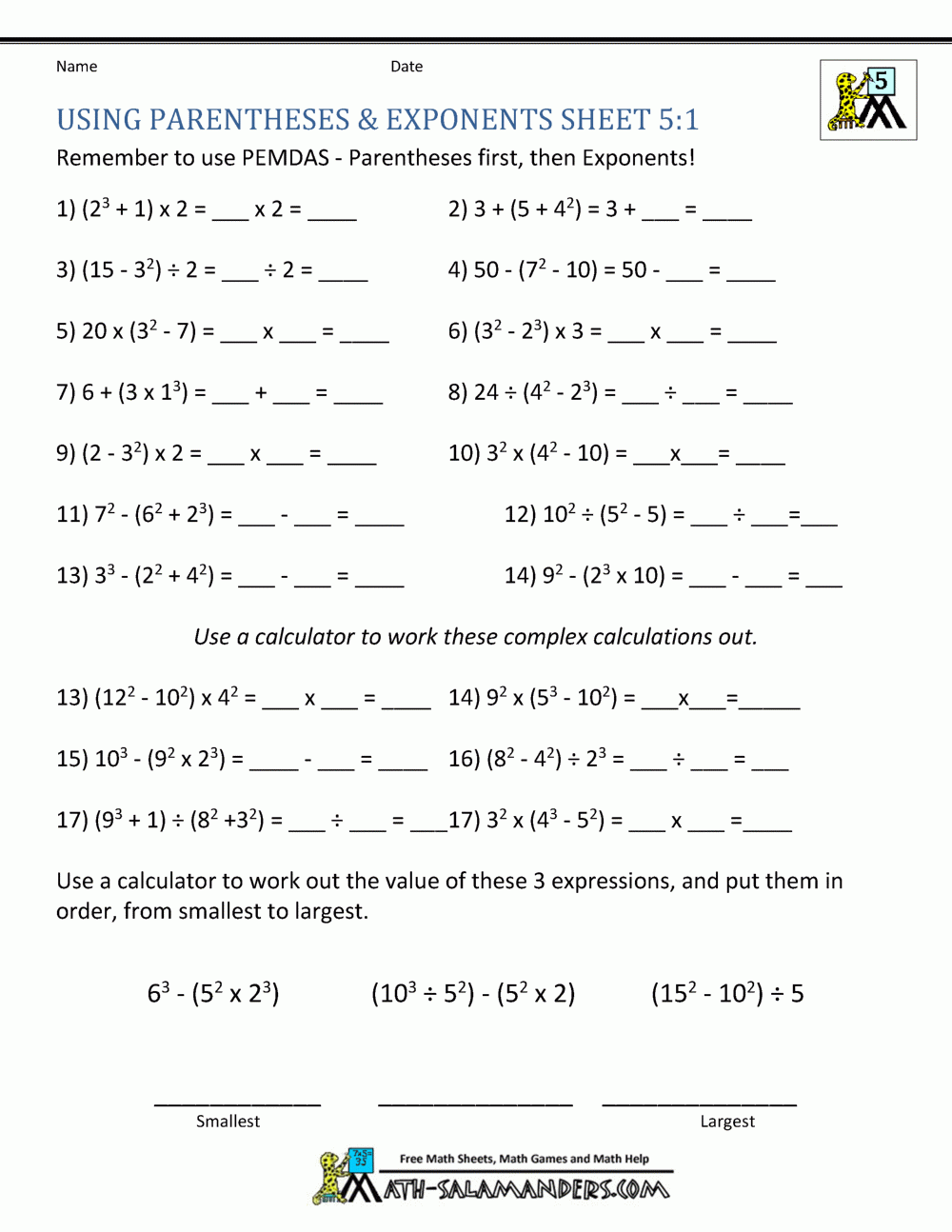 Exponents Math Worksheets Exponents Math Worksheets