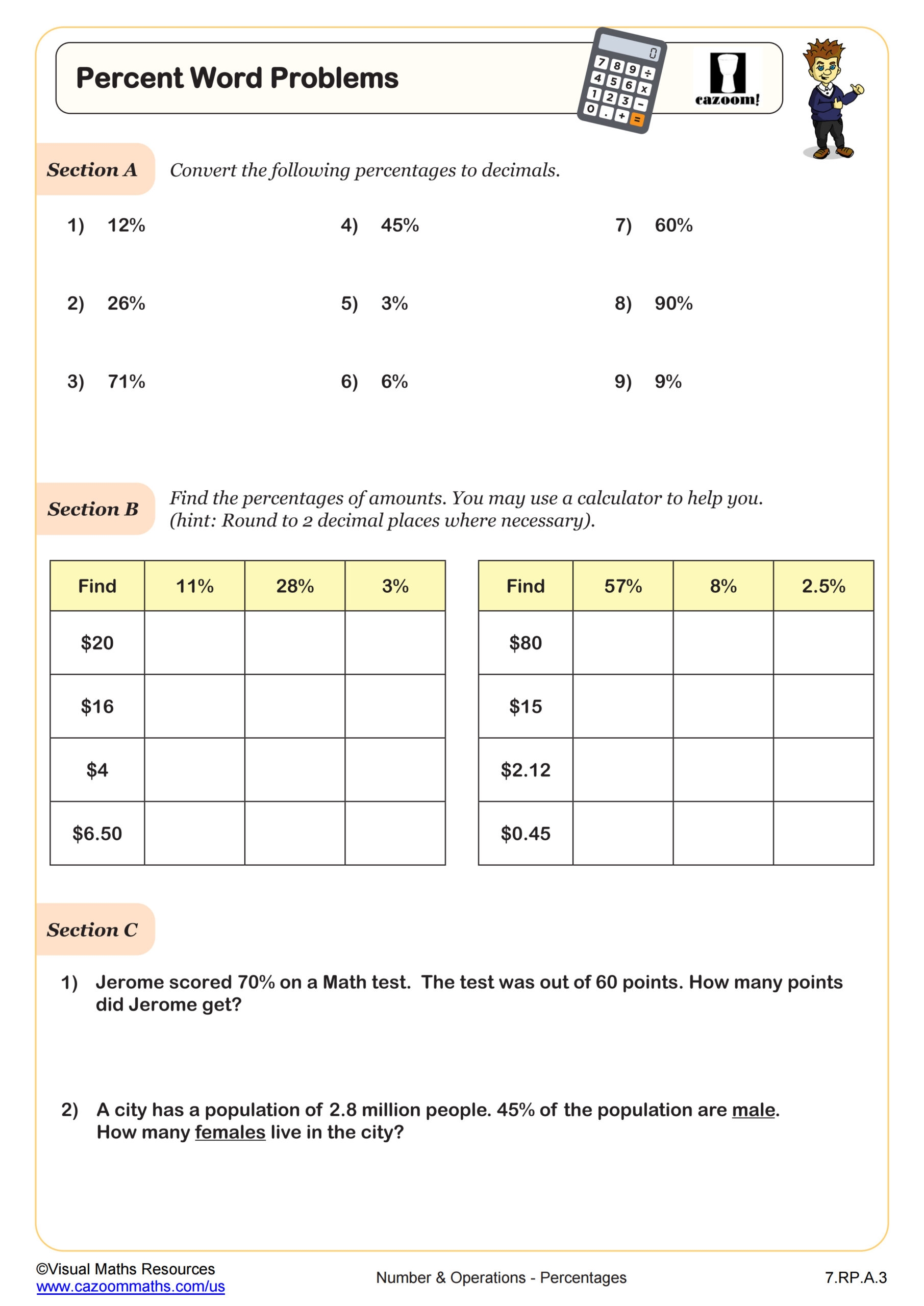 Percent Word Problems Worksheet PDF Printable Number U0026 Operations Worksheet Percent Word Problems Worksheet PDF Printable Number U0026 Operations Worksheet