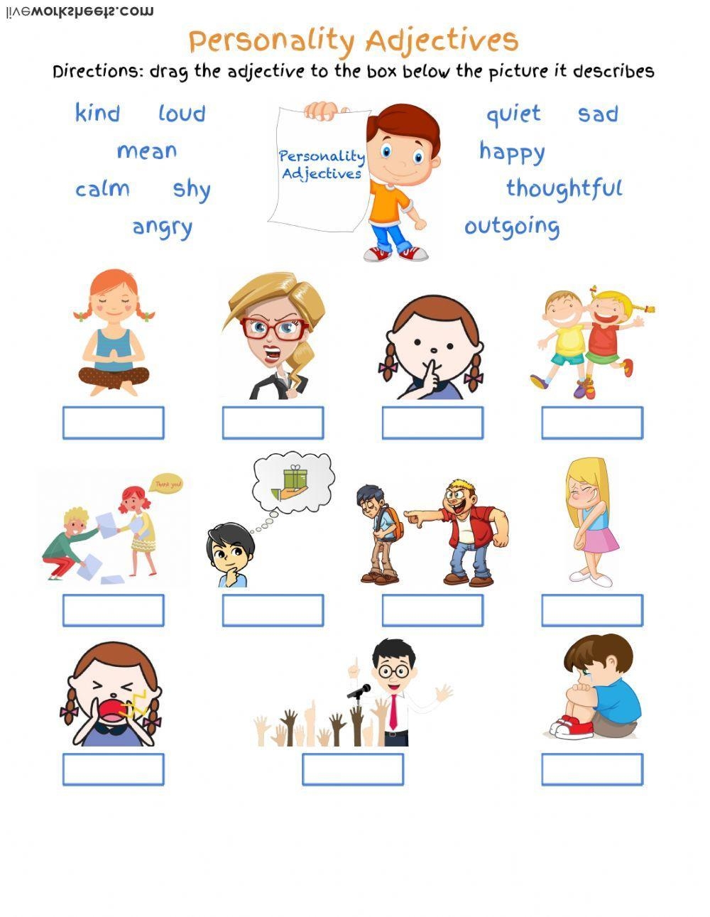 Good Personality Adjectives Printable Worksheets