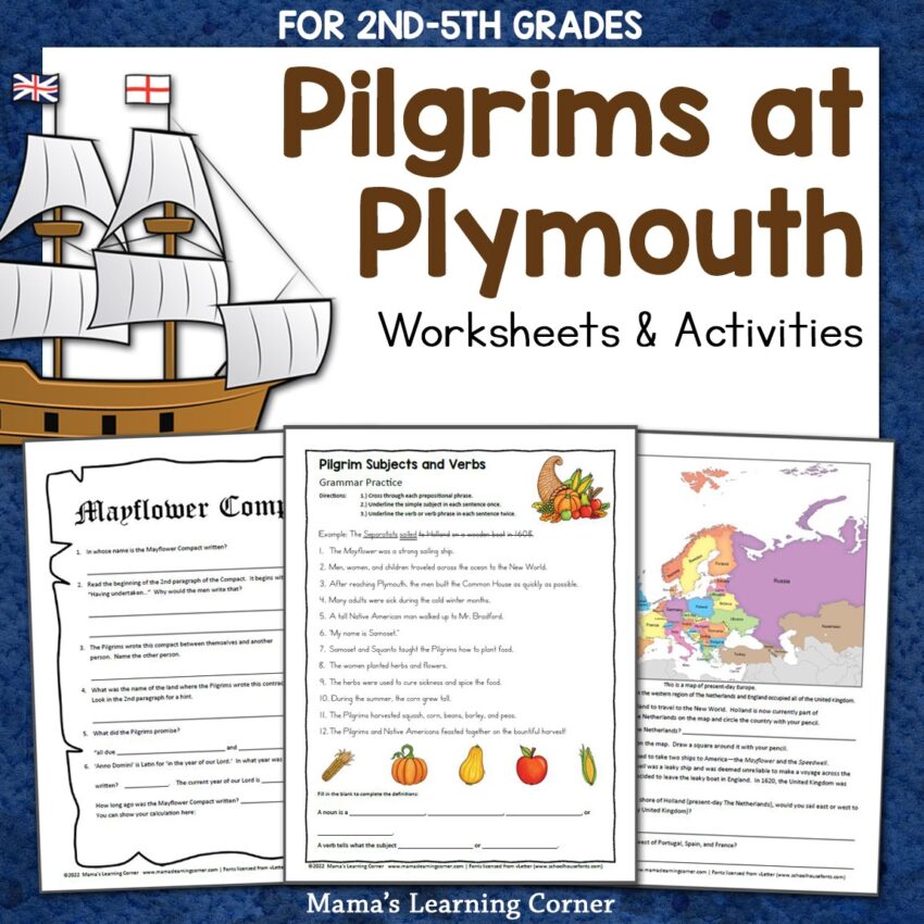 Pilgrims At Plymouth Thanksgiving Worksheets For 2nd 5th Graders Mamas Learning Corner
