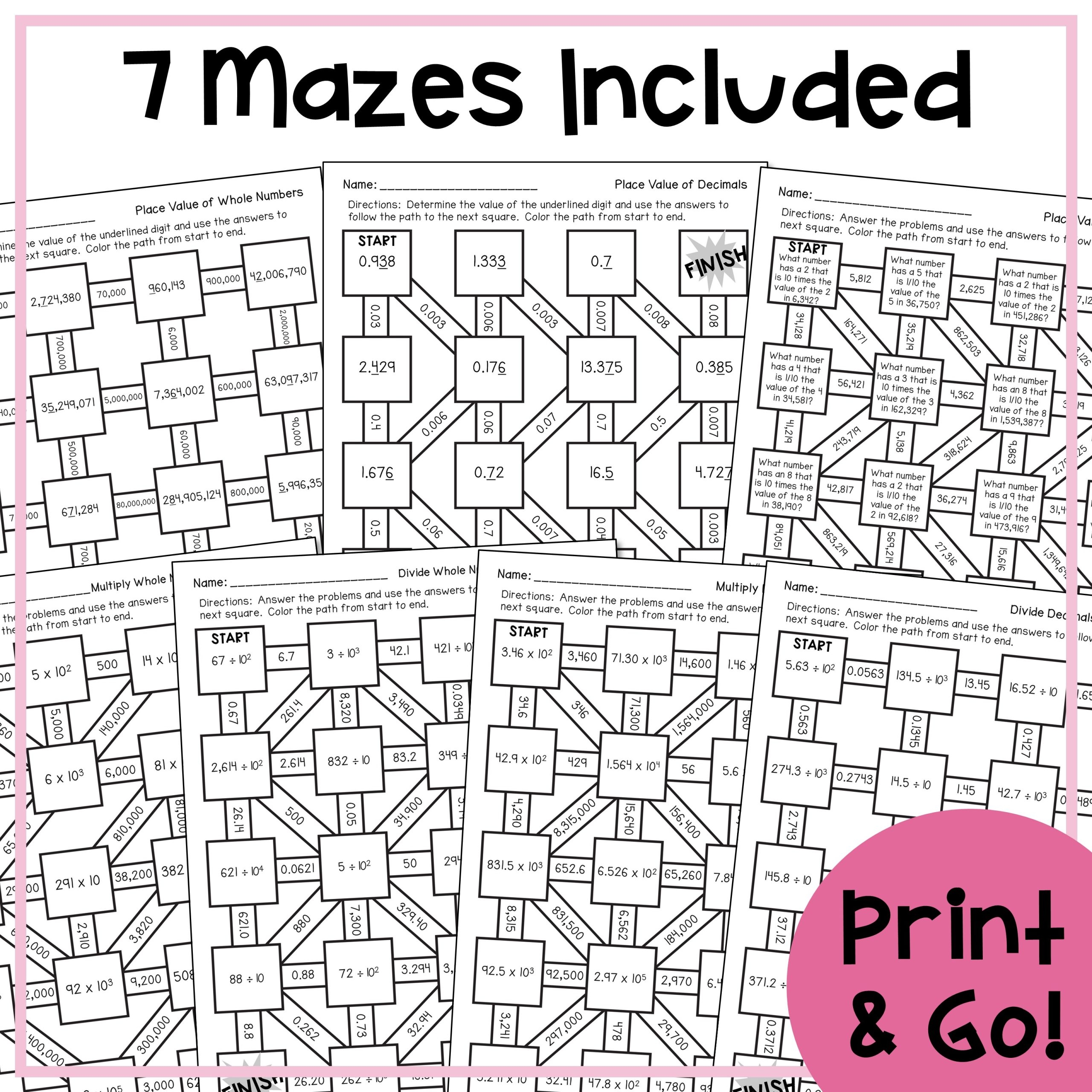 Place Value Math Maze Worksheets 5th Grade Made By Teachers Place Value Math Maze Worksheets 5th Grade Made By Teachers