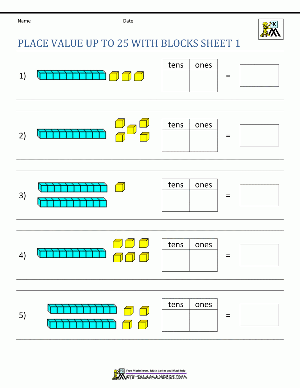 Math Worksheet Place Value Kindergarten Math Worksheet Place Value Kindergarten