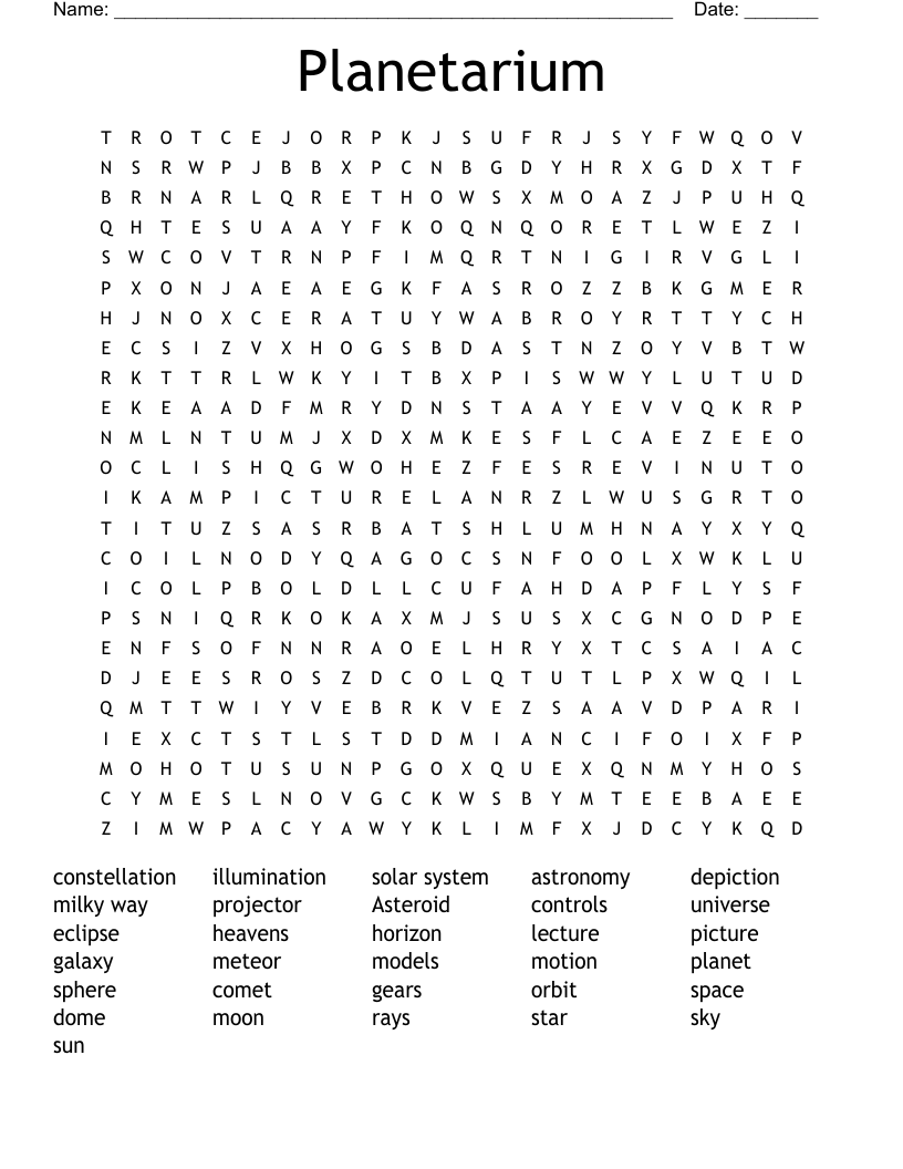 Planetarium Word Search WordMint Planetarium Word Search WordMint