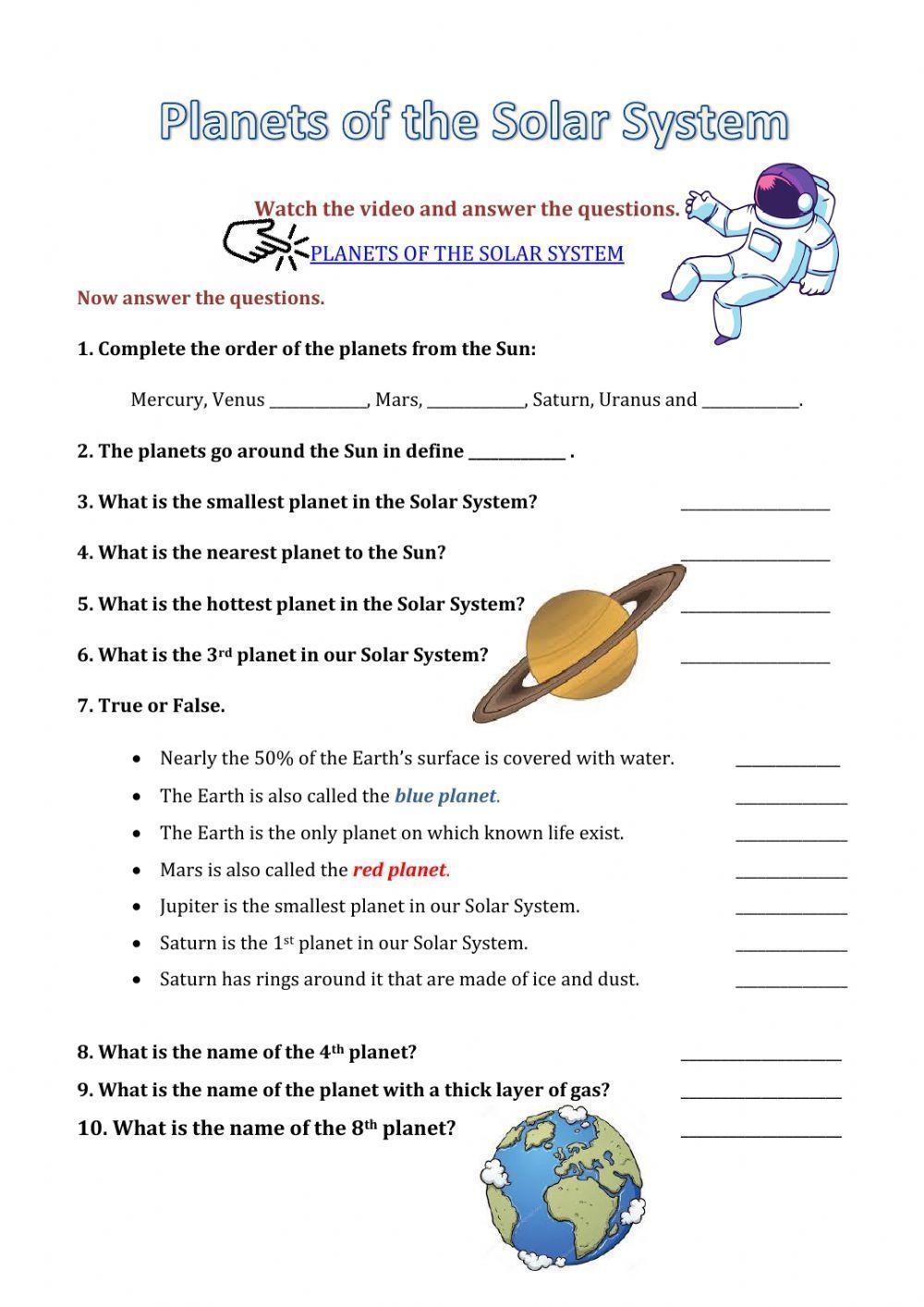 Planets Of The Solar System Worksheet Live Worksheets Worksheets Library Planets Of The Solar System Worksheet Live Worksheets Worksheets Library