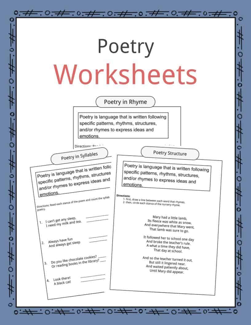 Poetry Worksheets Definition Examples For Kids