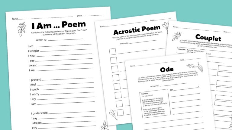 Poetry Worksheets Get Our Free Bundle With 8 Templates