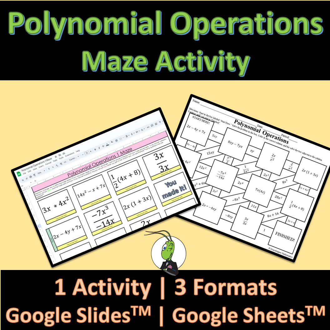 Polynomial Operations Maze Activity Google And Printable 