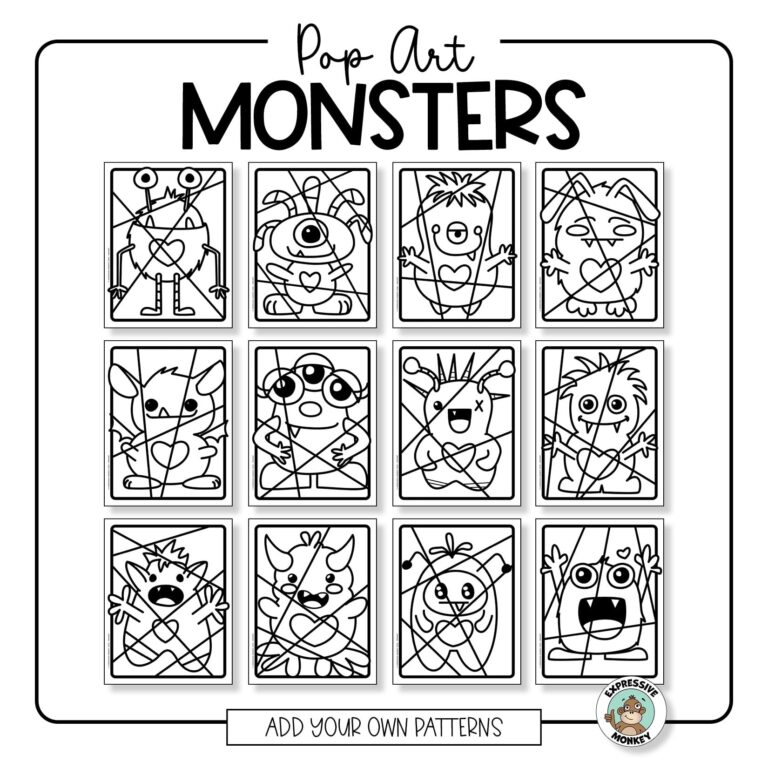 Pop Art Monster Coloring Pages Expressive Monkey