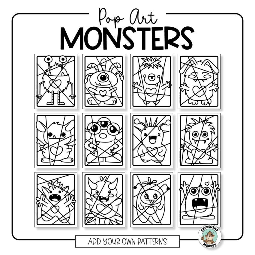 Pop Art Monster Coloring Pages Expressive Monkey