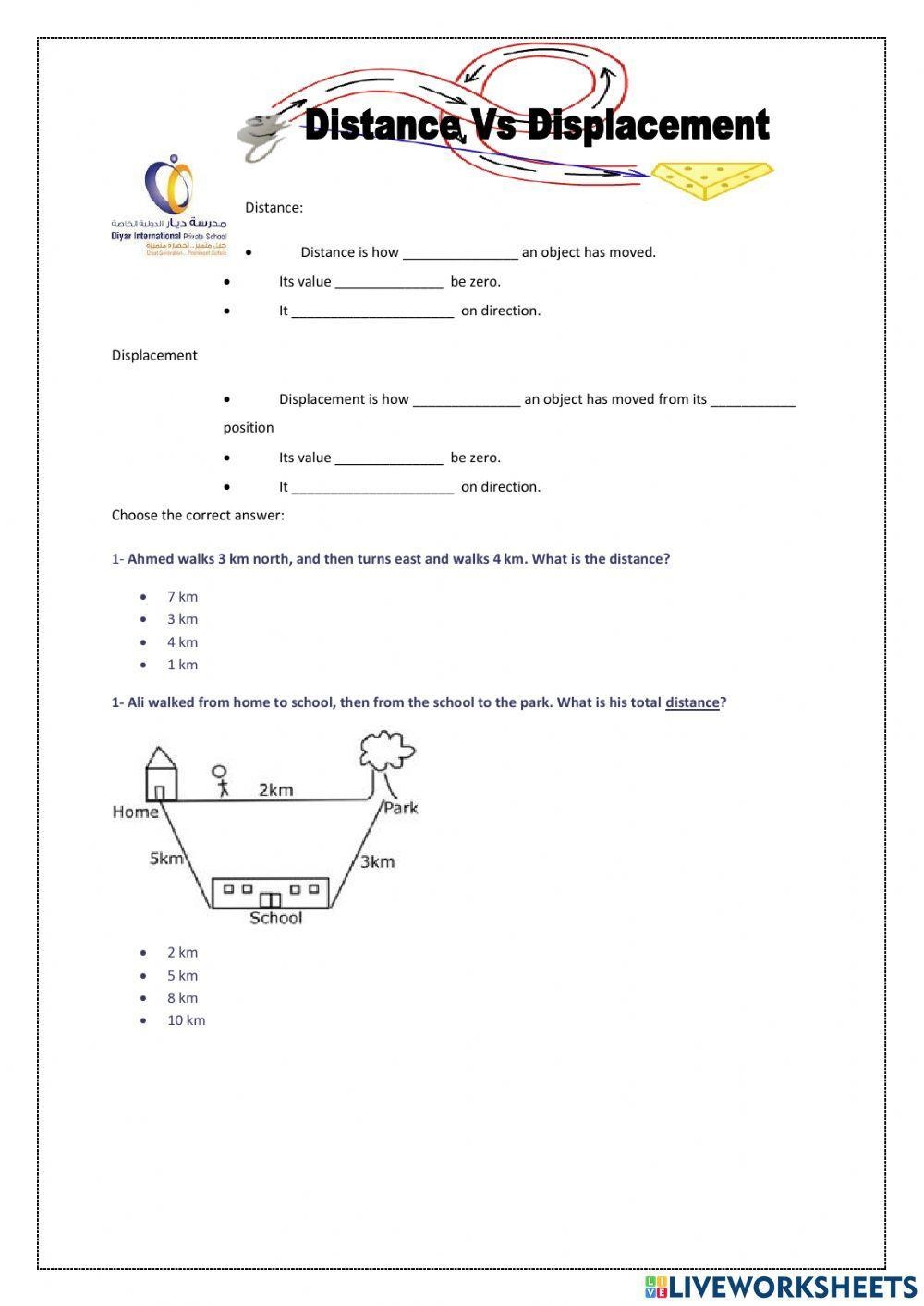 Position Distance And Displacement Worksheet Worksheets Library
