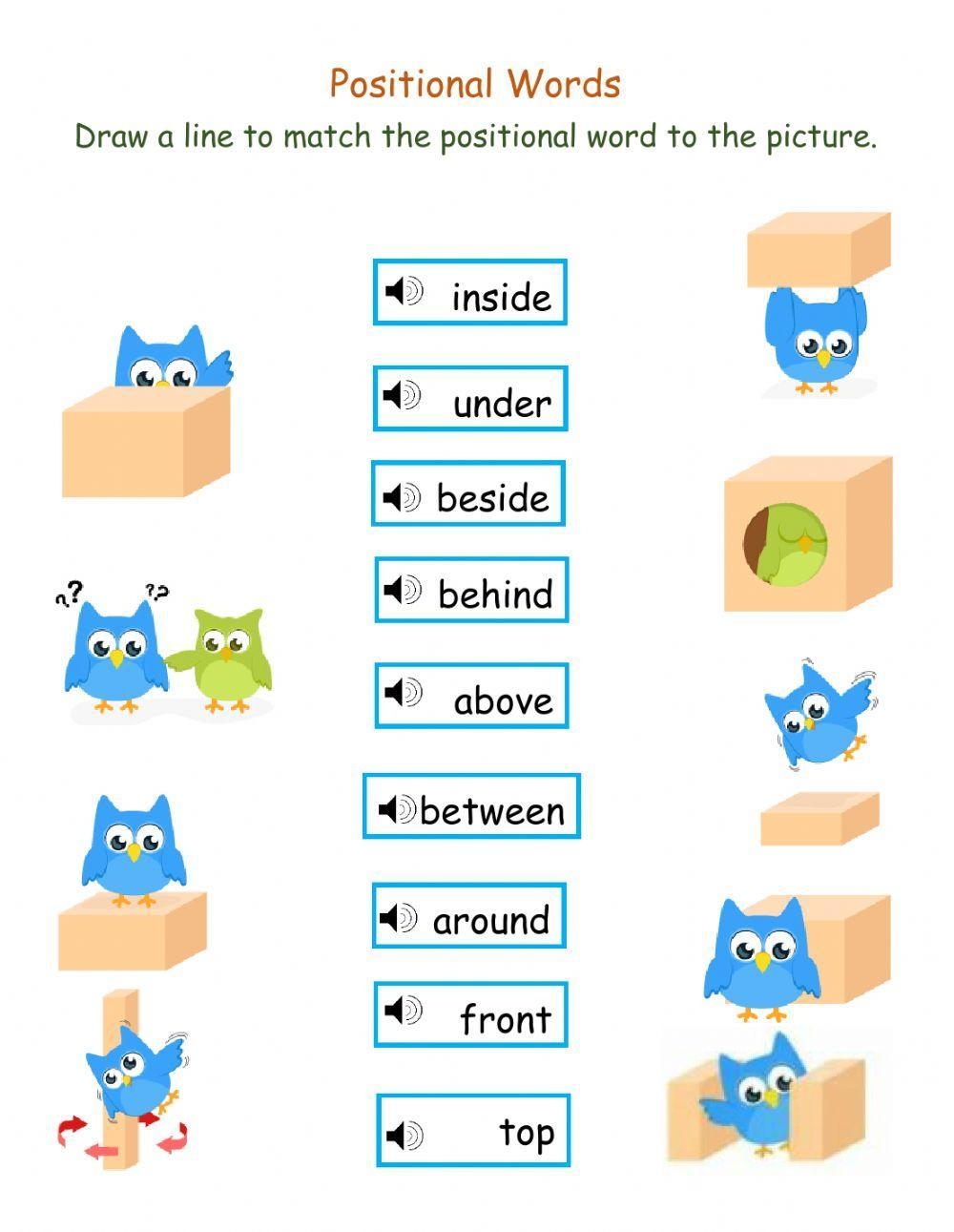 Positional Words Worksheets Kindergarten Positional Words Worksheets Kindergarten