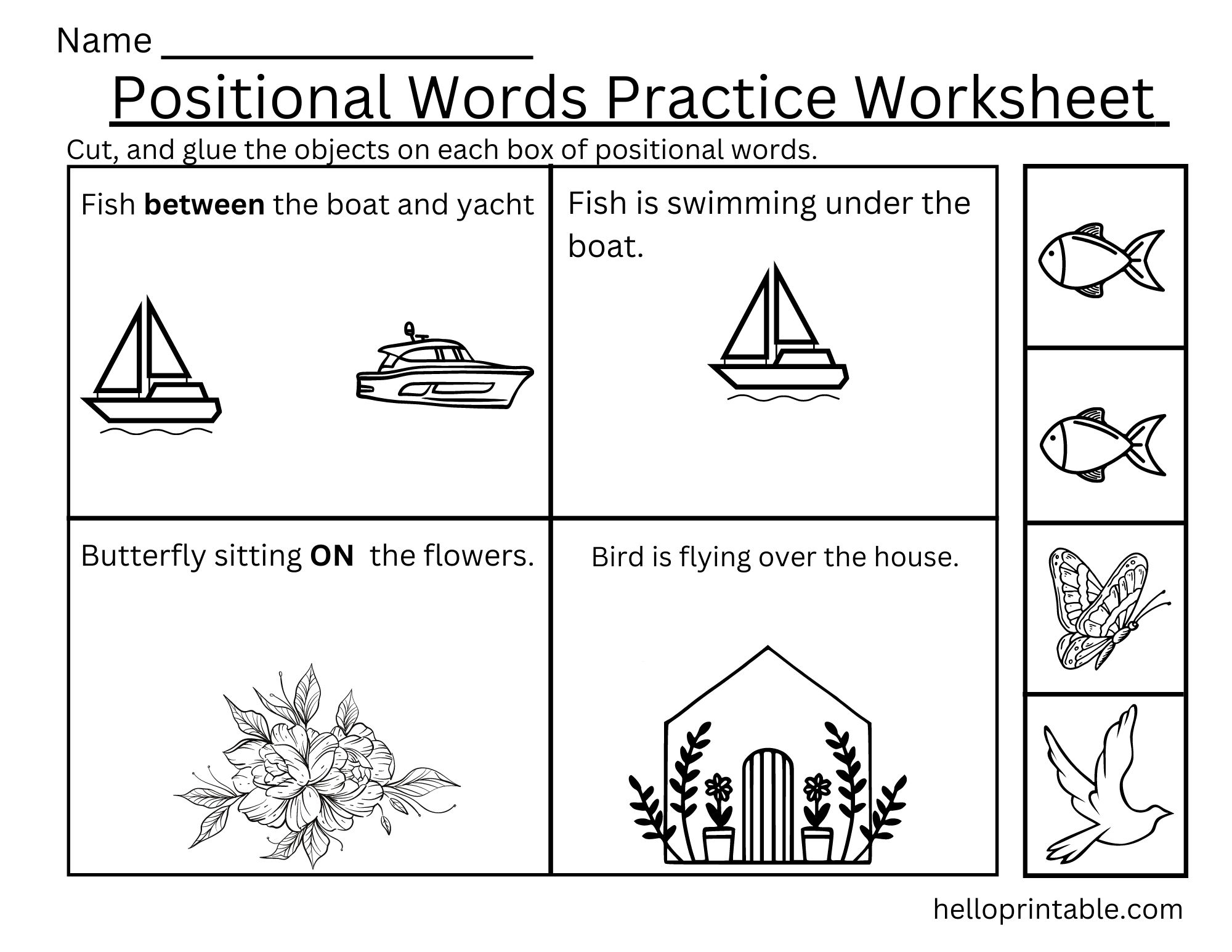 Position Words Kindergarten Worksheet