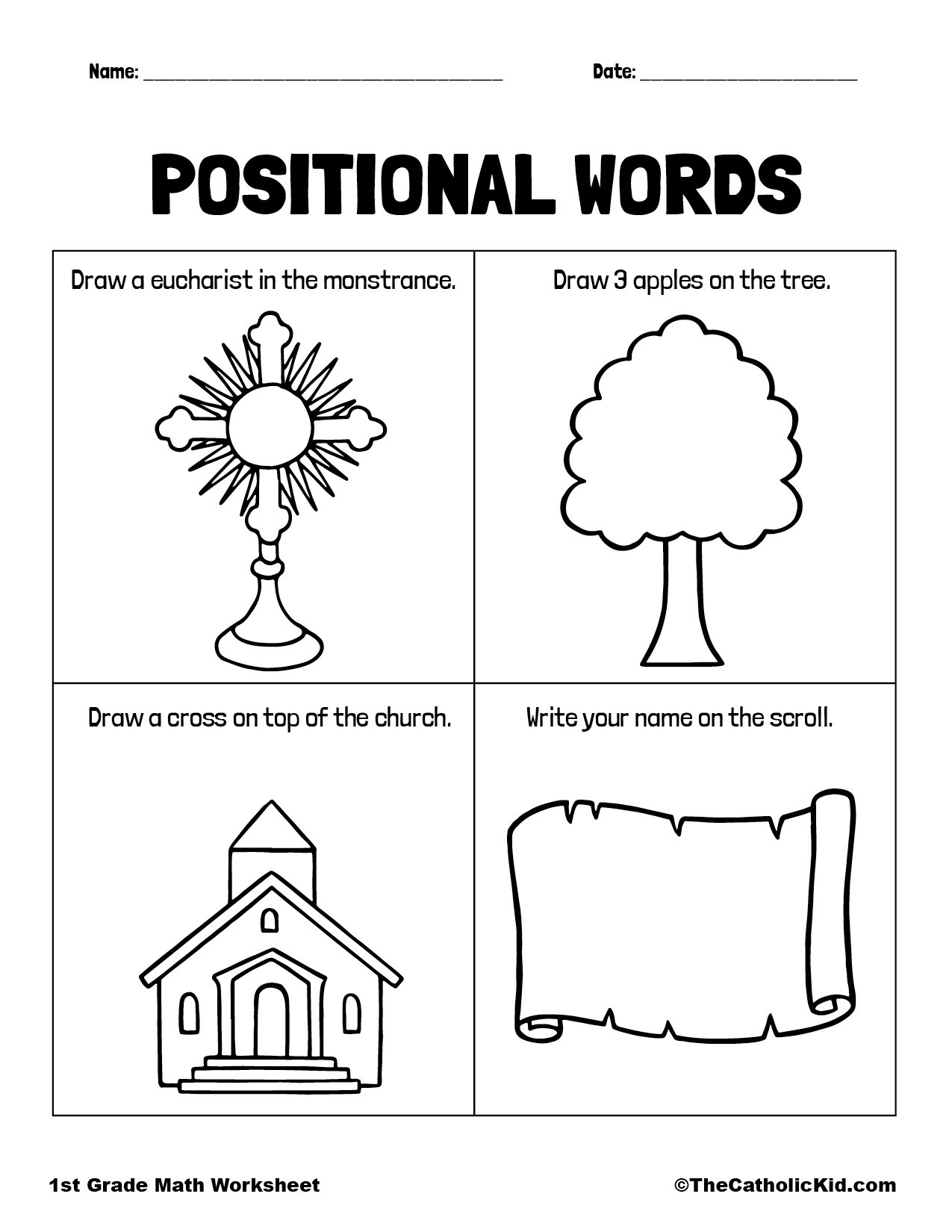 Positional Words Worksheet TheCatholicKid
