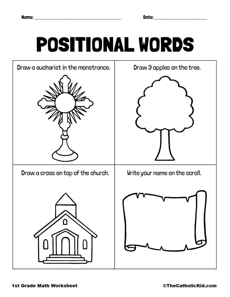 Positional Words Worksheet TheCatholicKid