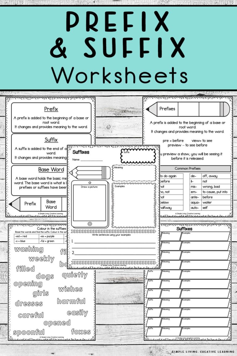 Prefix And Suffix Worksheets Simple Living Creative Learning