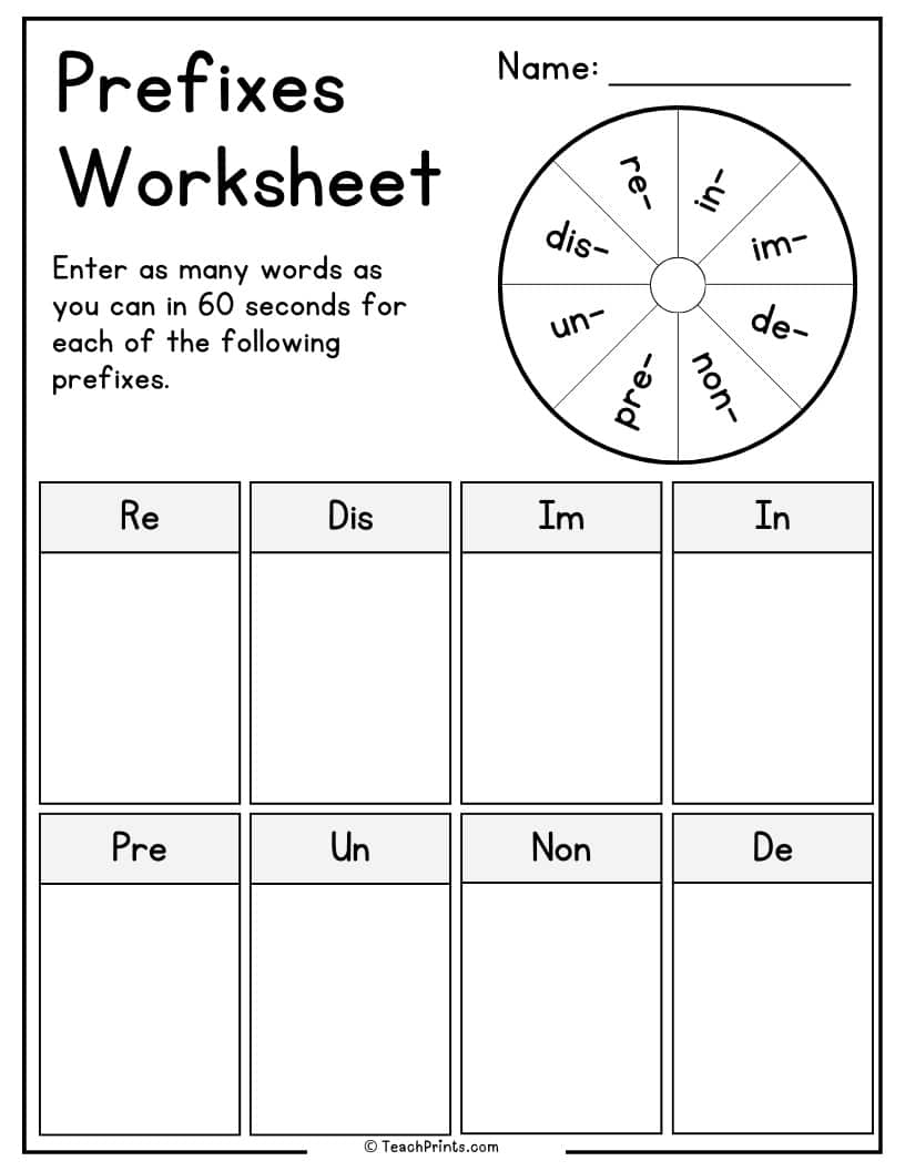 Free Printable Prefix Worksheets Free Printable Prefix Worksheets