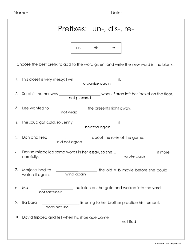 Prefixes Un Dis Re 3 Worksheets Grades 2 3 Practice Review CCSS Made By Teachers Prefixes Un Dis Re 3 Worksheets Grades 2 3 Practice Review CCSS Made By Teachers