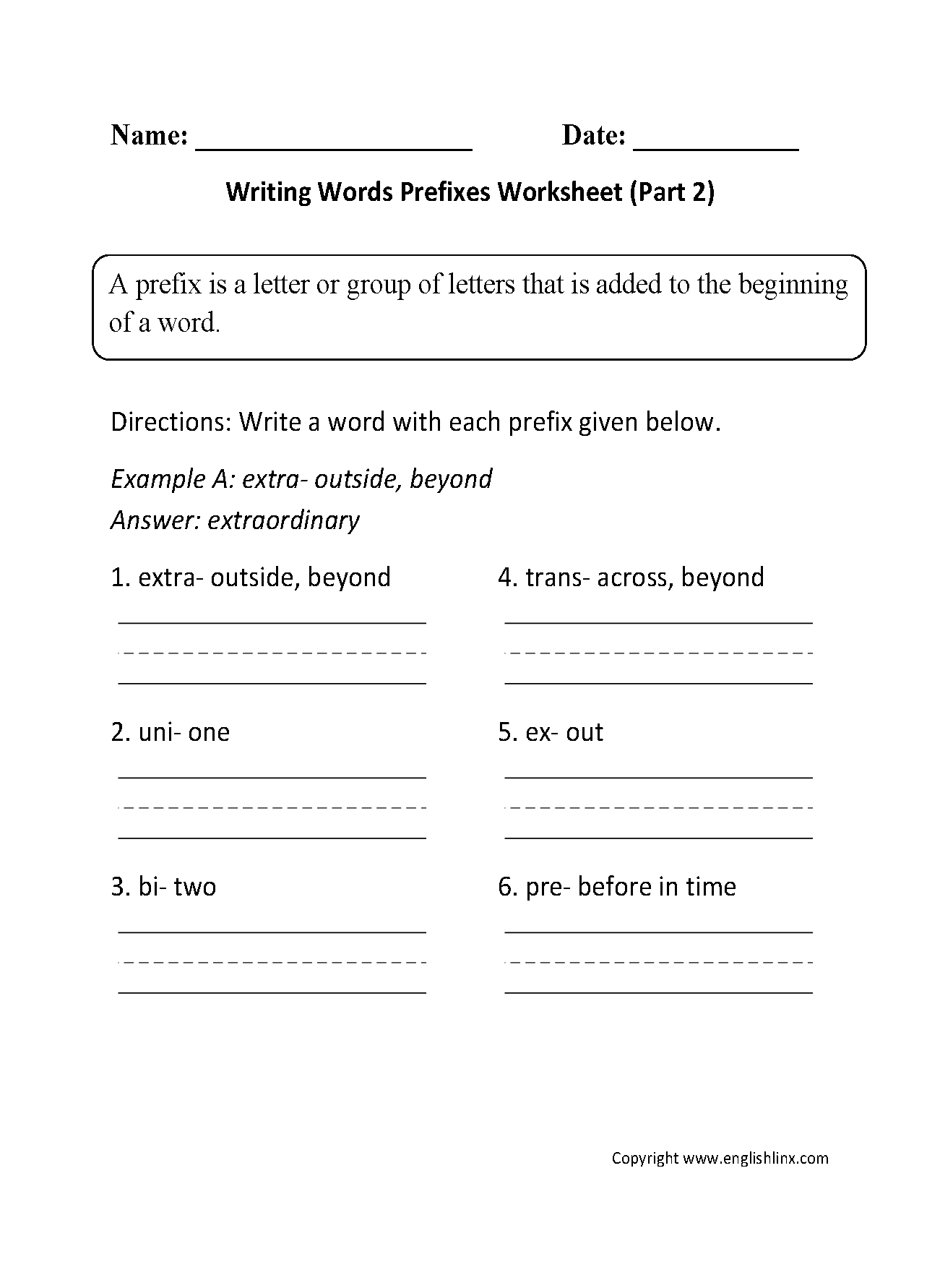 Prefixes Worksheets Free Printable Prefix Practice
