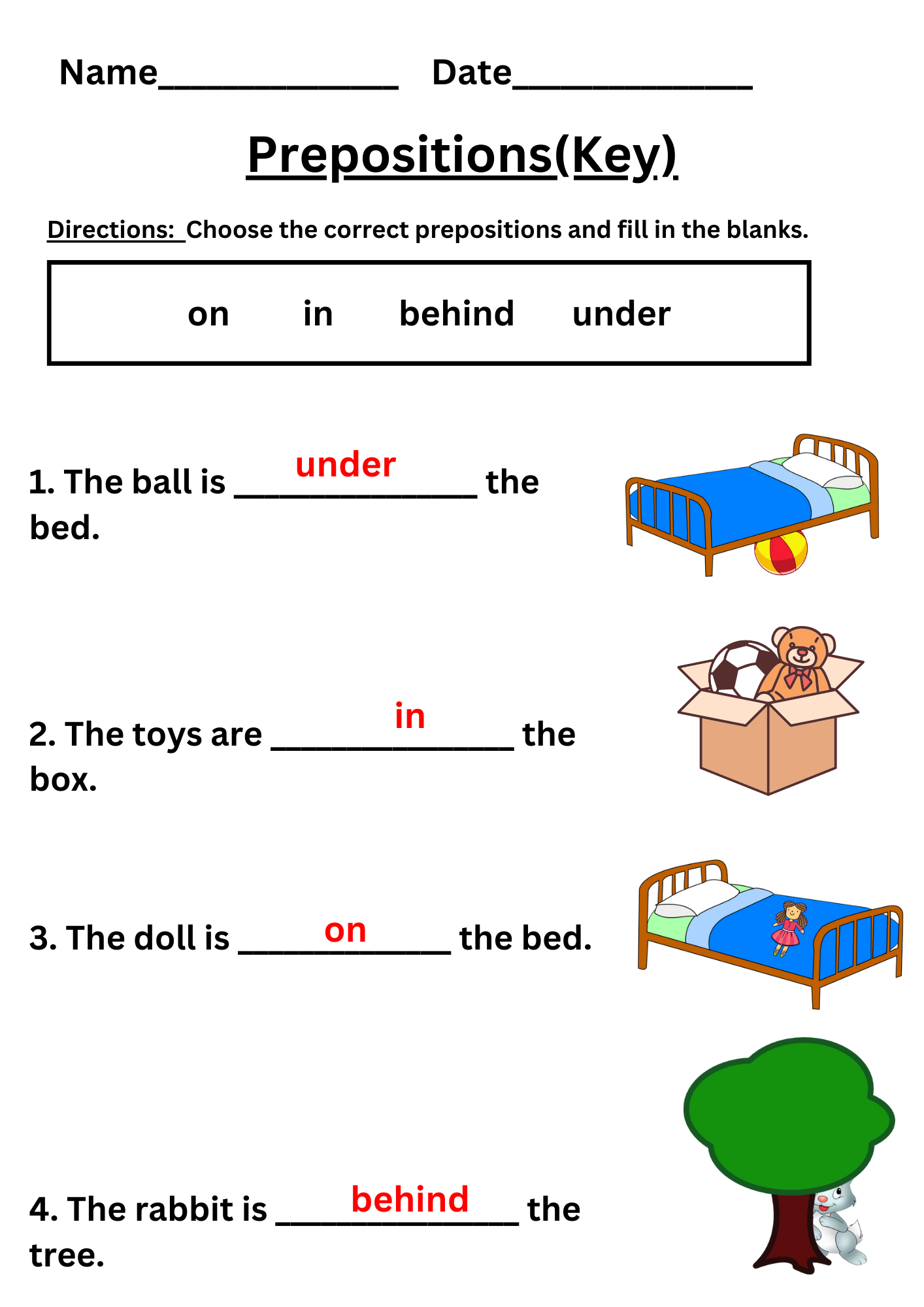 Free Preposition Worksheets For Grade 5