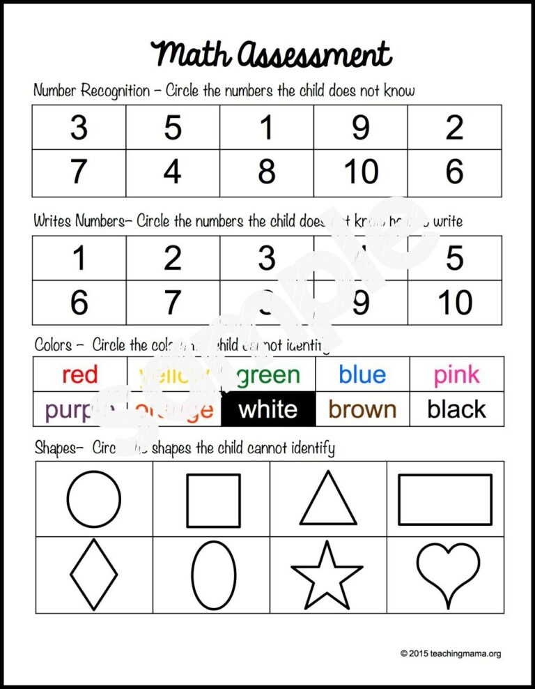Preschool Assessment Forms Teaching Mama