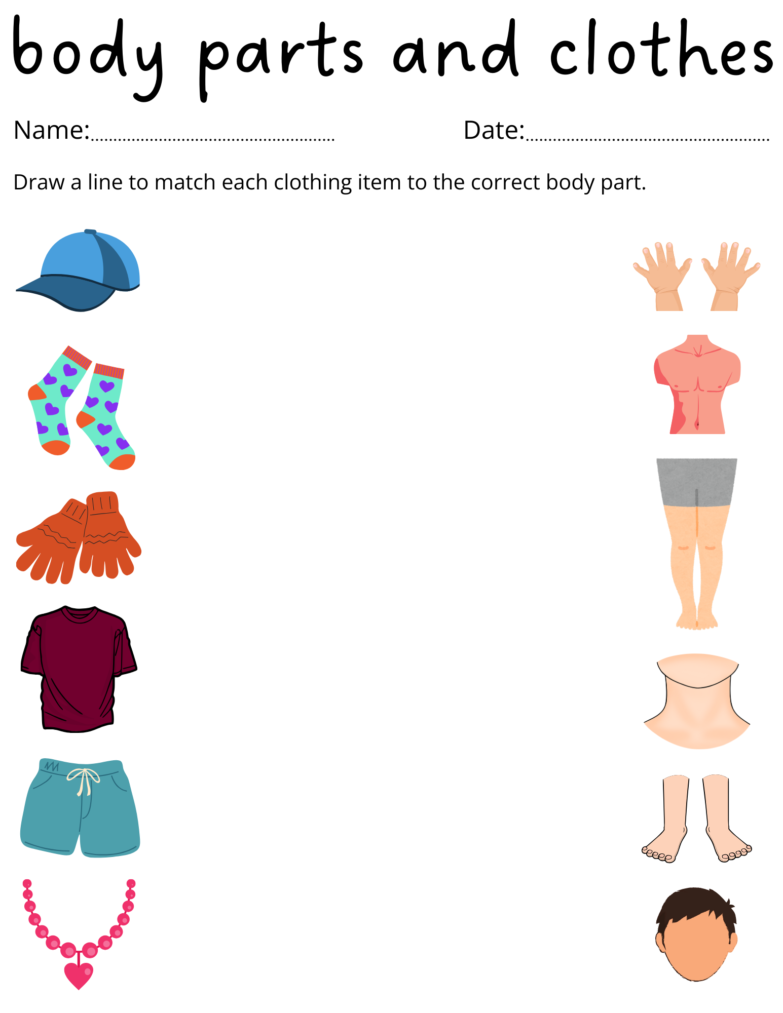Preschool Body Parts And Clothes Worksheets For Kindergarten Preschool Body Parts And Clothes Worksheets For Kindergarten