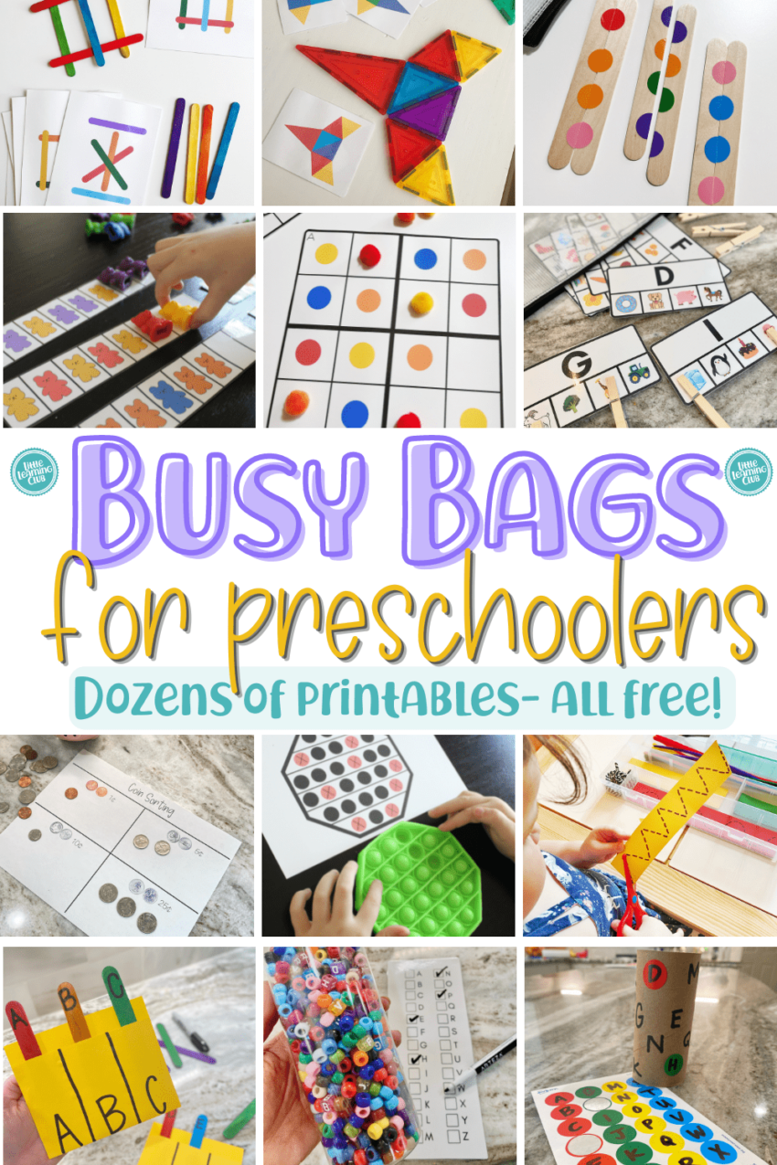 Preschool Busy Bags So Many Ideas And Free Printable In One Post Little Learning Club