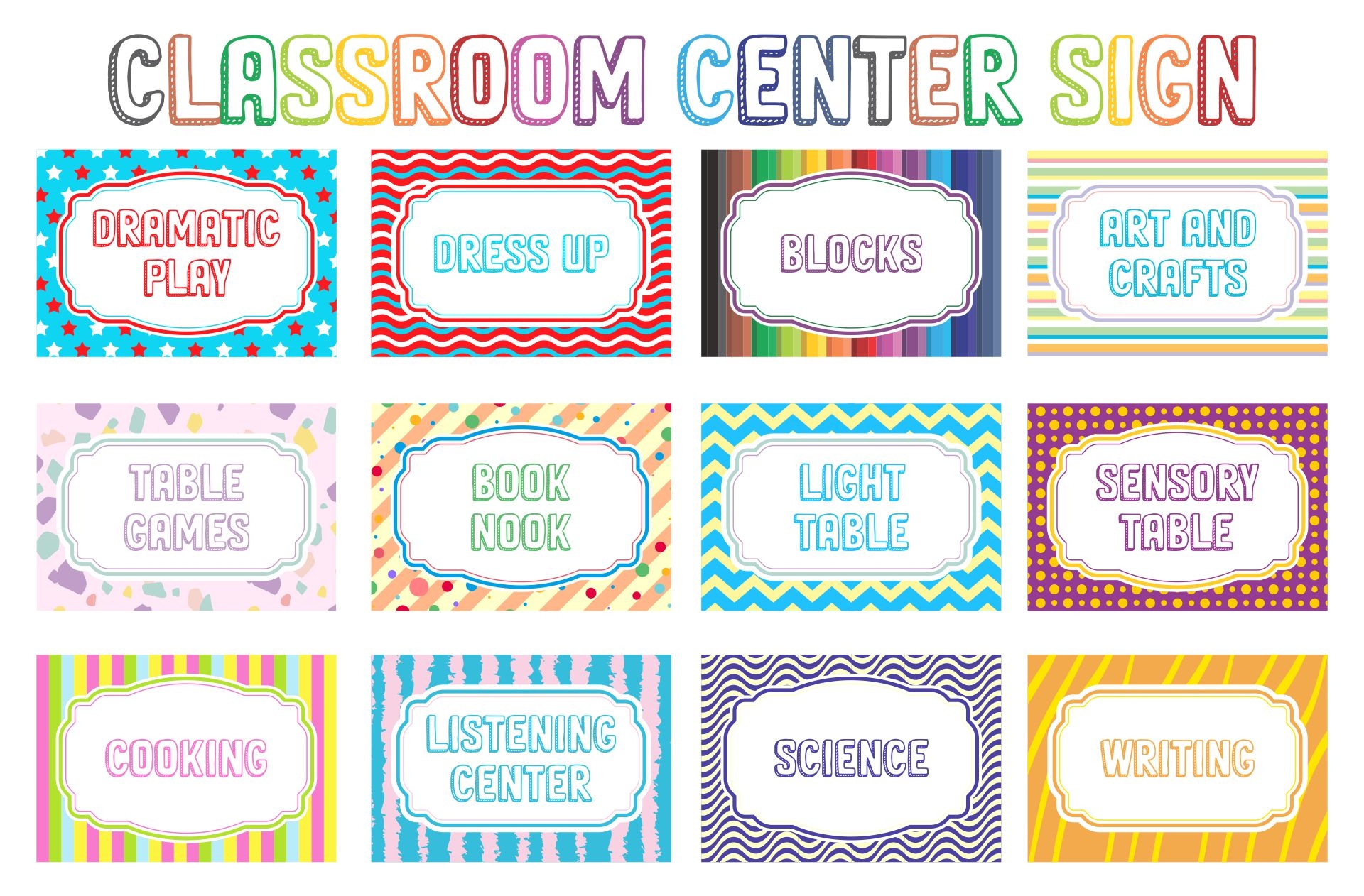 Free Printable Preschool Classroom Labels