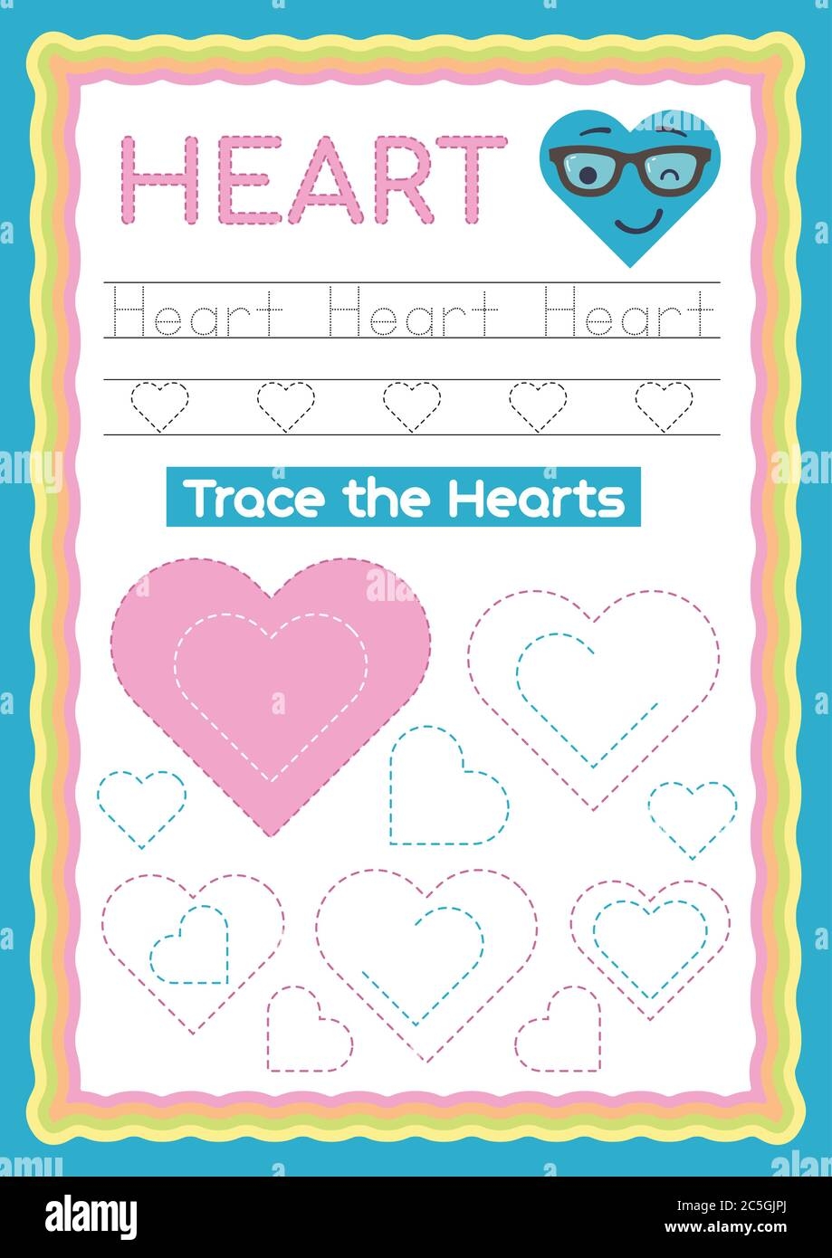 Preschool Colorful Heart Shape Tracing And Writing Daily Printable A4 Practice Worksheet Vector Illustration Exercise For Kids Stock Vector Image Art Alamy Preschool Colorful Heart Shape Tracing And Writing Daily Printable A4 Practice Worksheet Vector Illustration Exercise For Kids Stock Vector Image Art Alamy