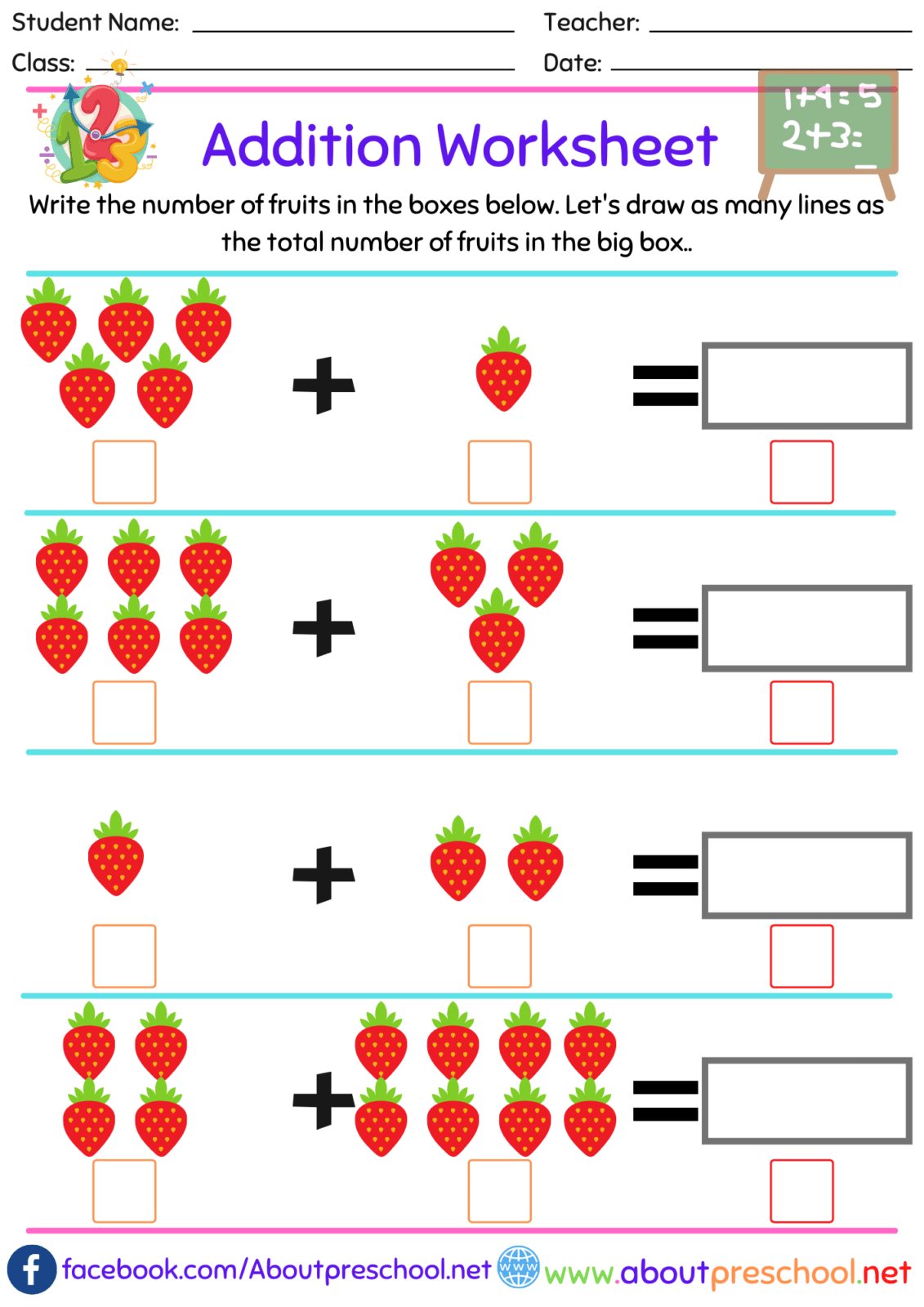 Preschool Math Addition Worksheets Archives About Preschool