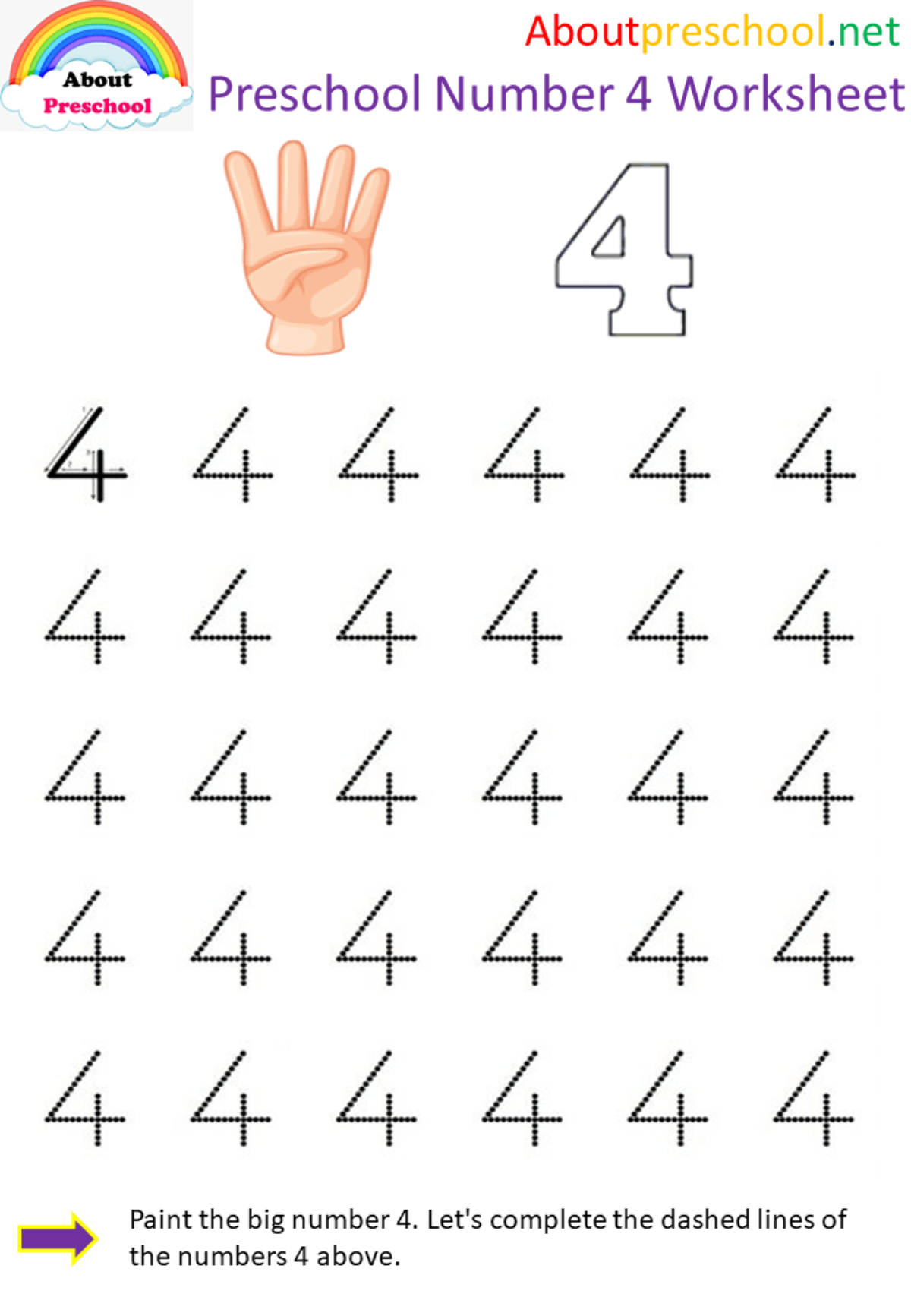 Preschool Number 4 Worksheet About Preschool Preschool Number 4 Worksheet About Preschool
