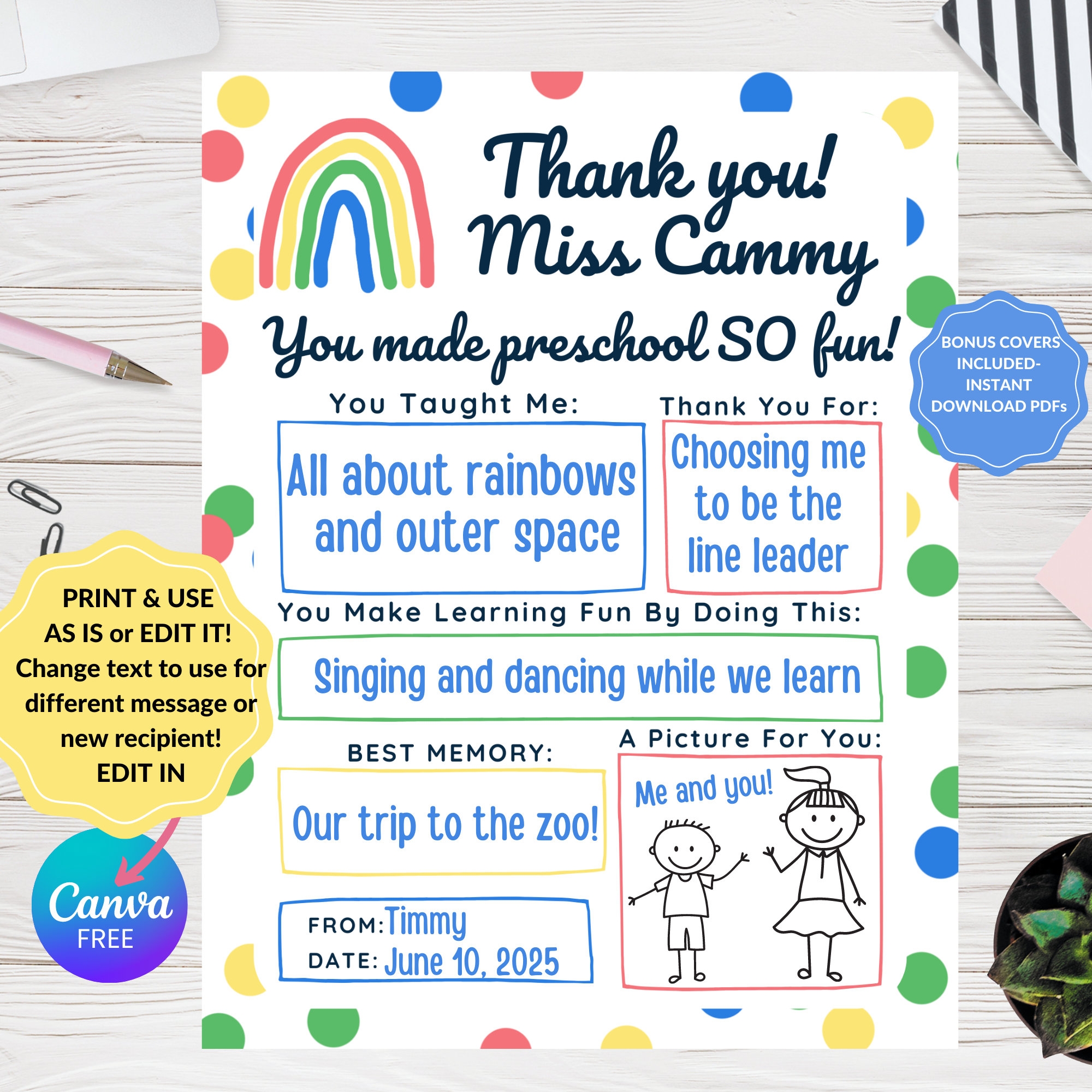 Preschool Teacher Appreciation Printable All About Pre School 