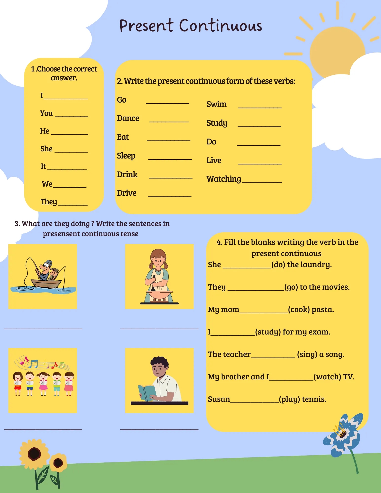 Present Continuous Tense Worksheets Printable Present Continuous Tense Worksheets Printable