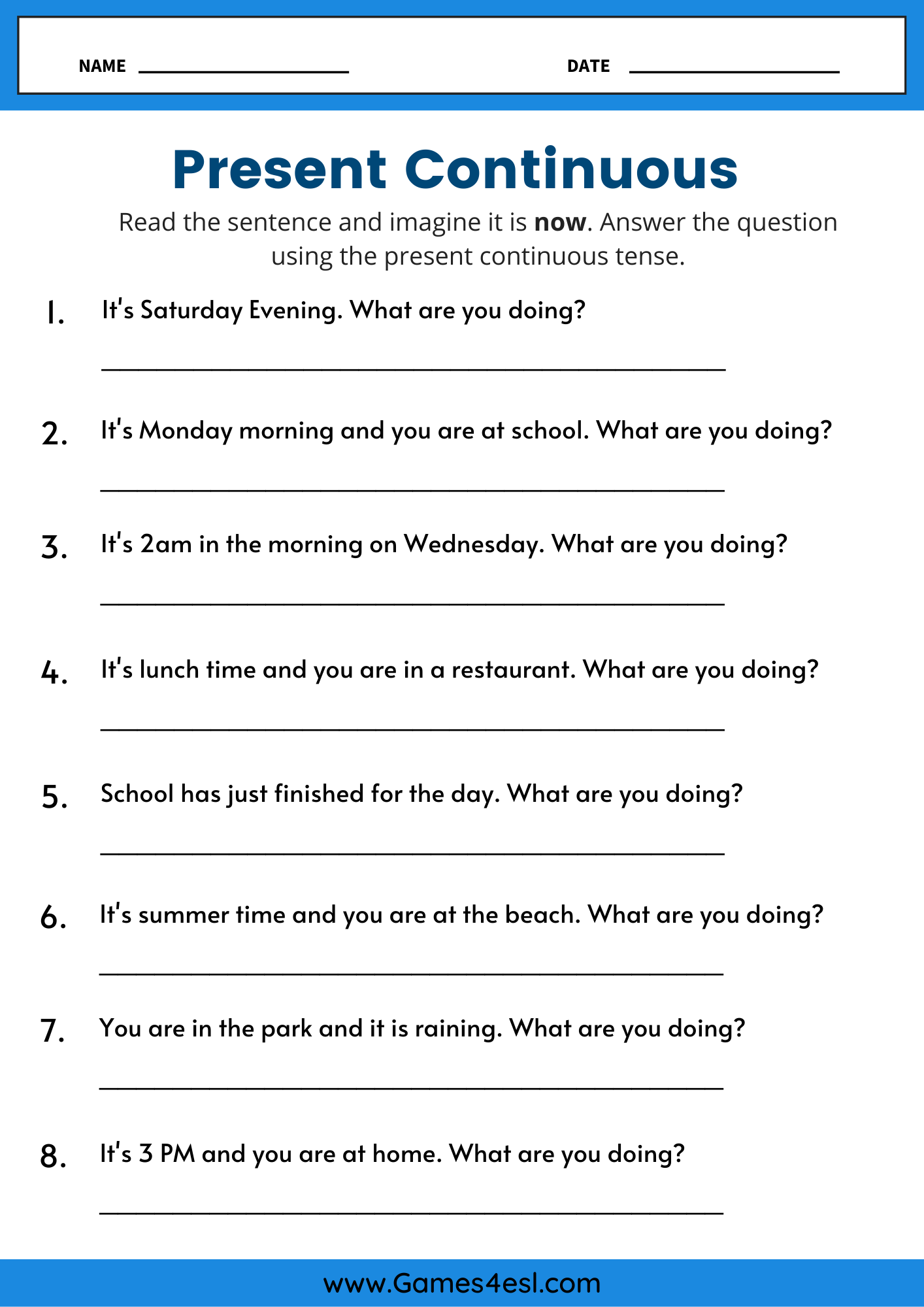 Present Continuous Worksheets For Beginners Games4esl Present Continuous Worksheets For Beginners Games4esl