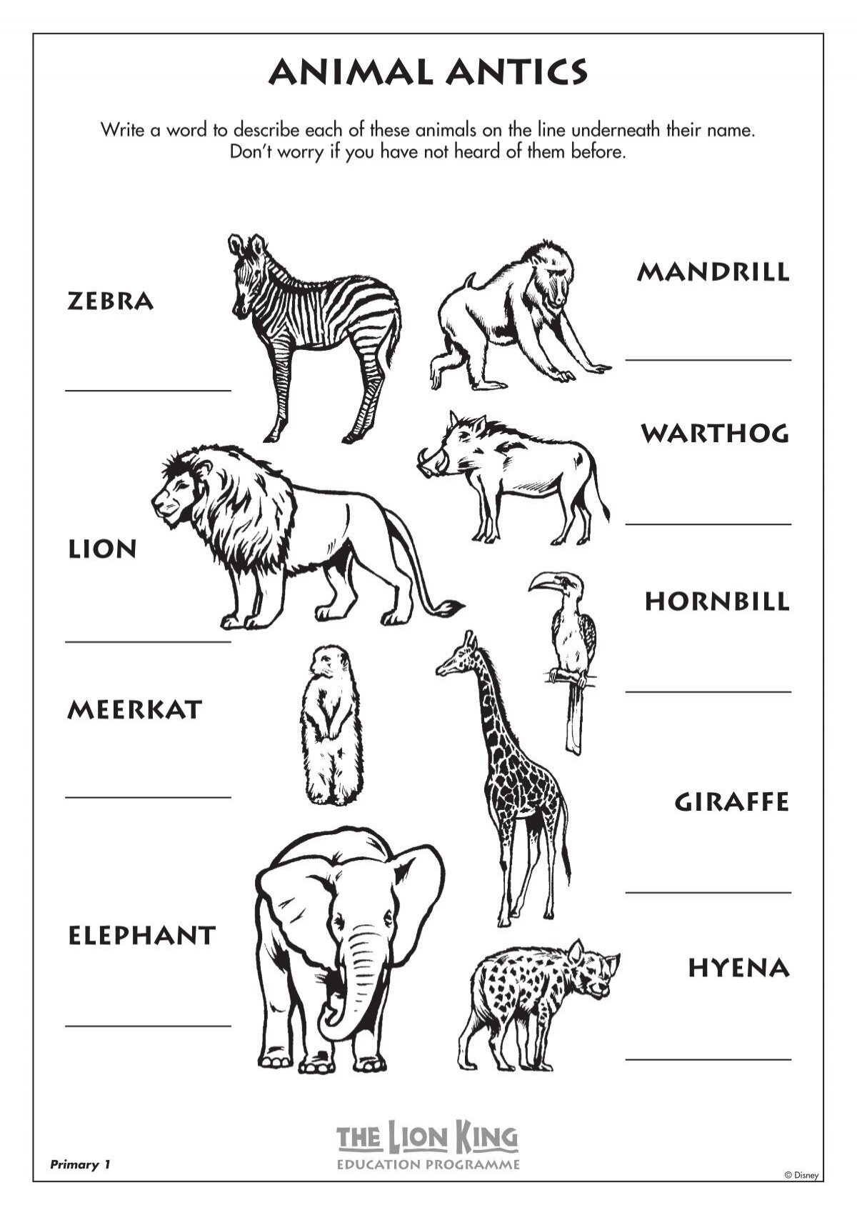 Printable Free Lion King Worksheets Printable Free Lion King Worksheets