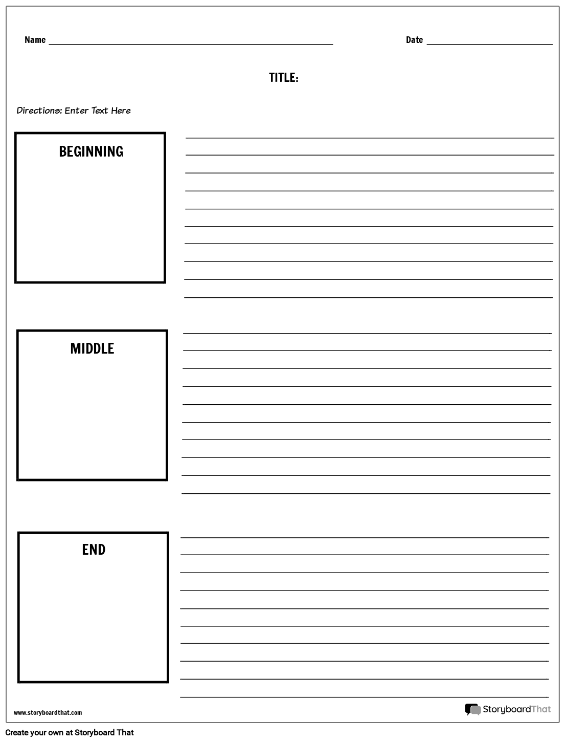Print Ready Beginning Middle End Worksheet