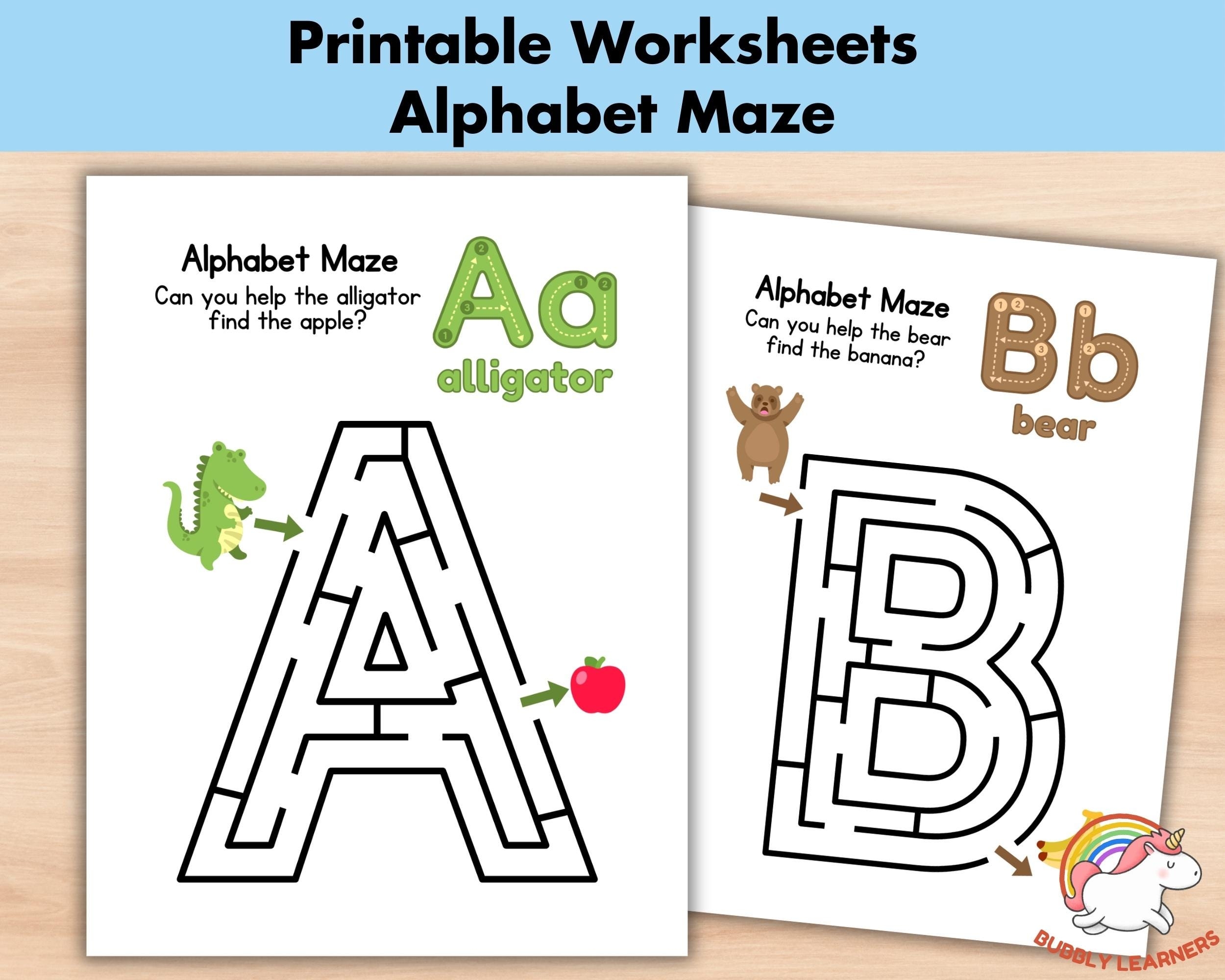 Alphabet Maze Worksheets