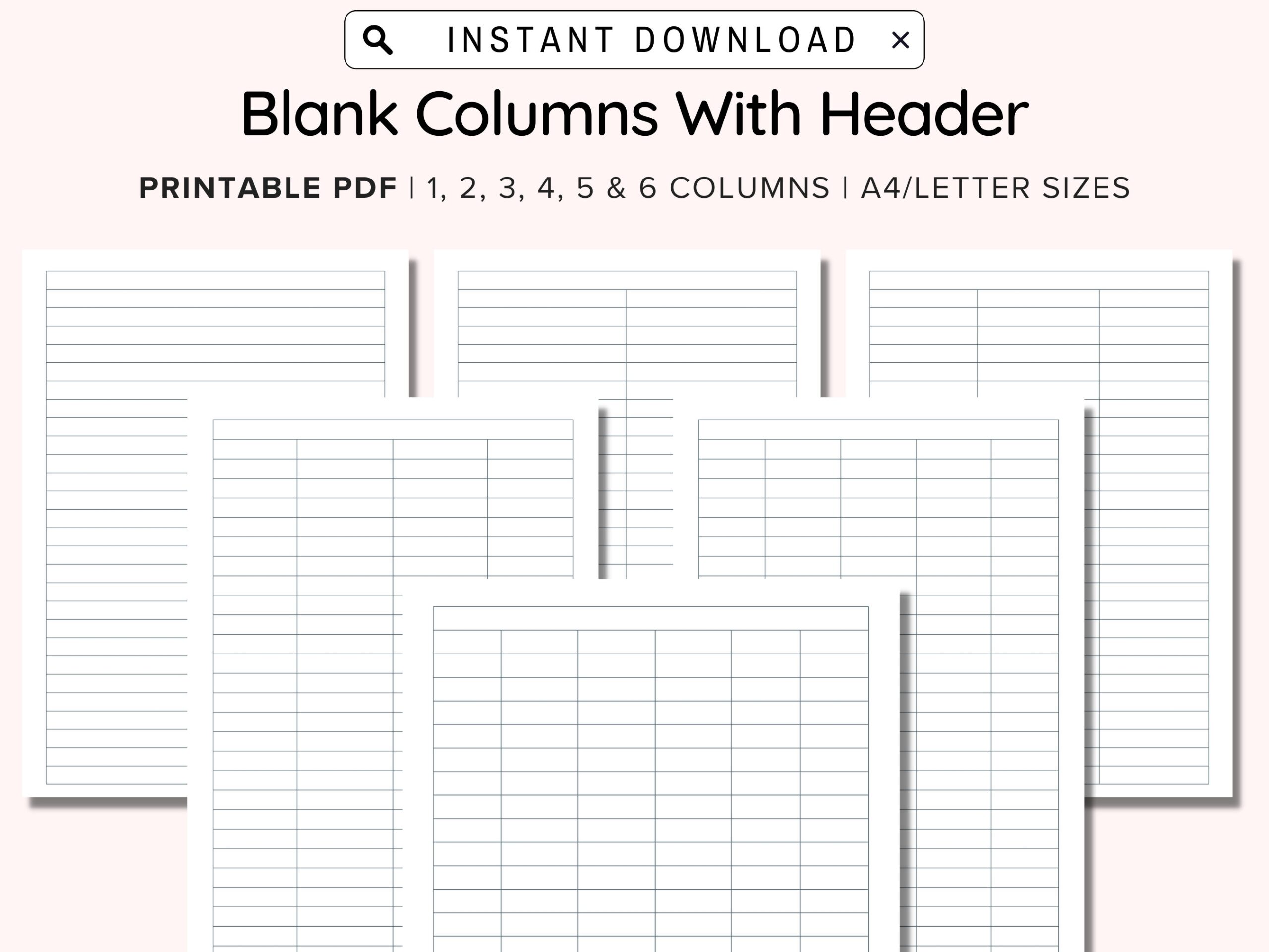 5 Column Free Printable Worksheet