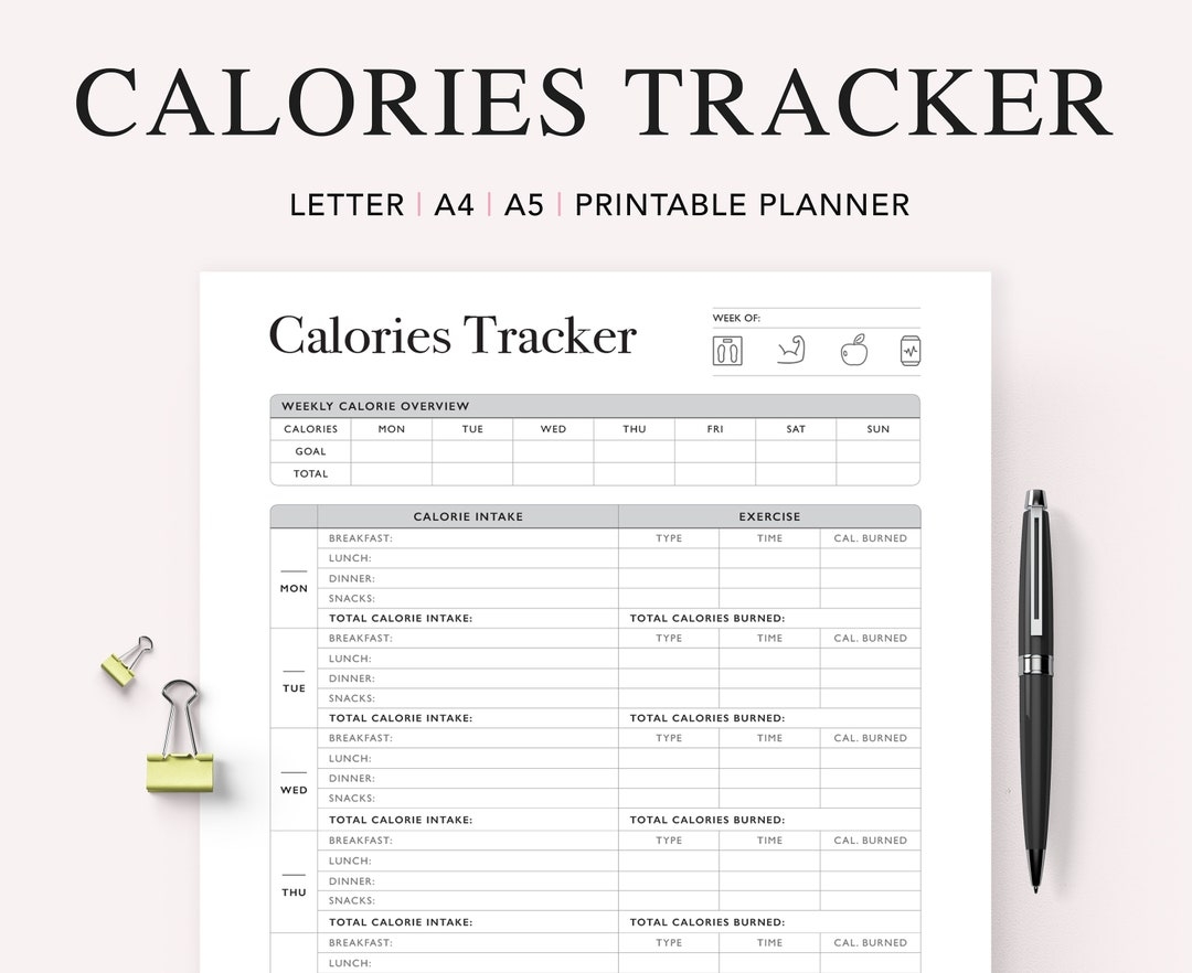 Printable Calorie Counting Worksheet