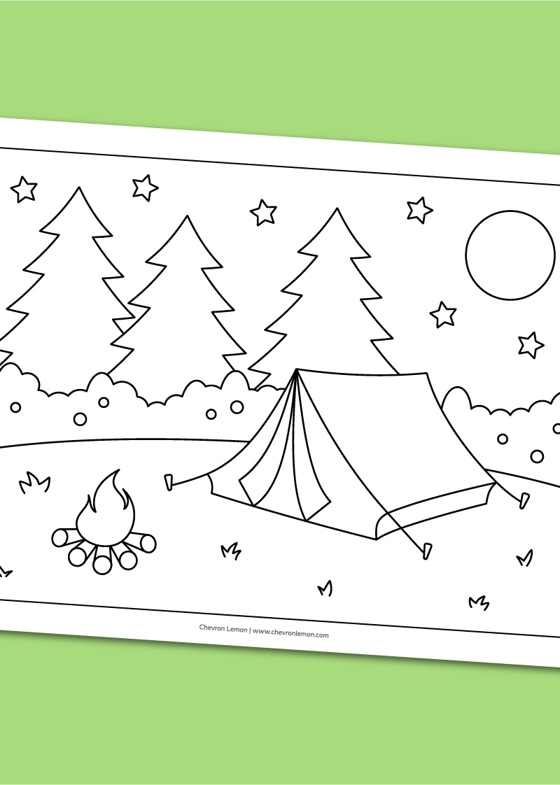 Printable Camping Coloring Page Chevron Lemon Printable Camping Coloring Page Chevron Lemon